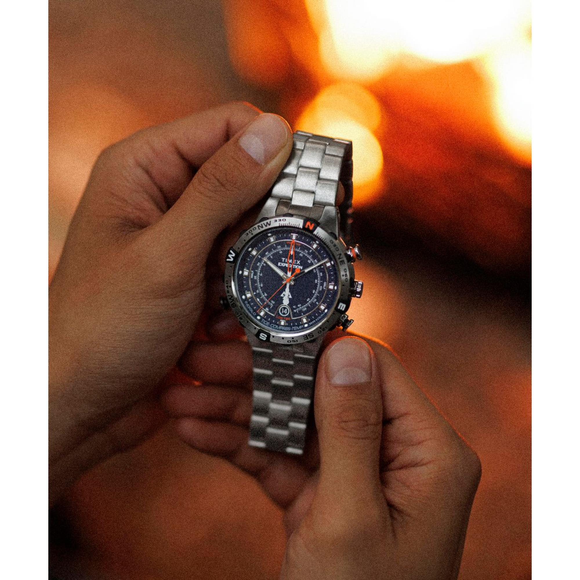 Timex Expedition Tide-Temp-Compass Grey Dial Stainless Steel Strap Men's Watch TW2Y12900