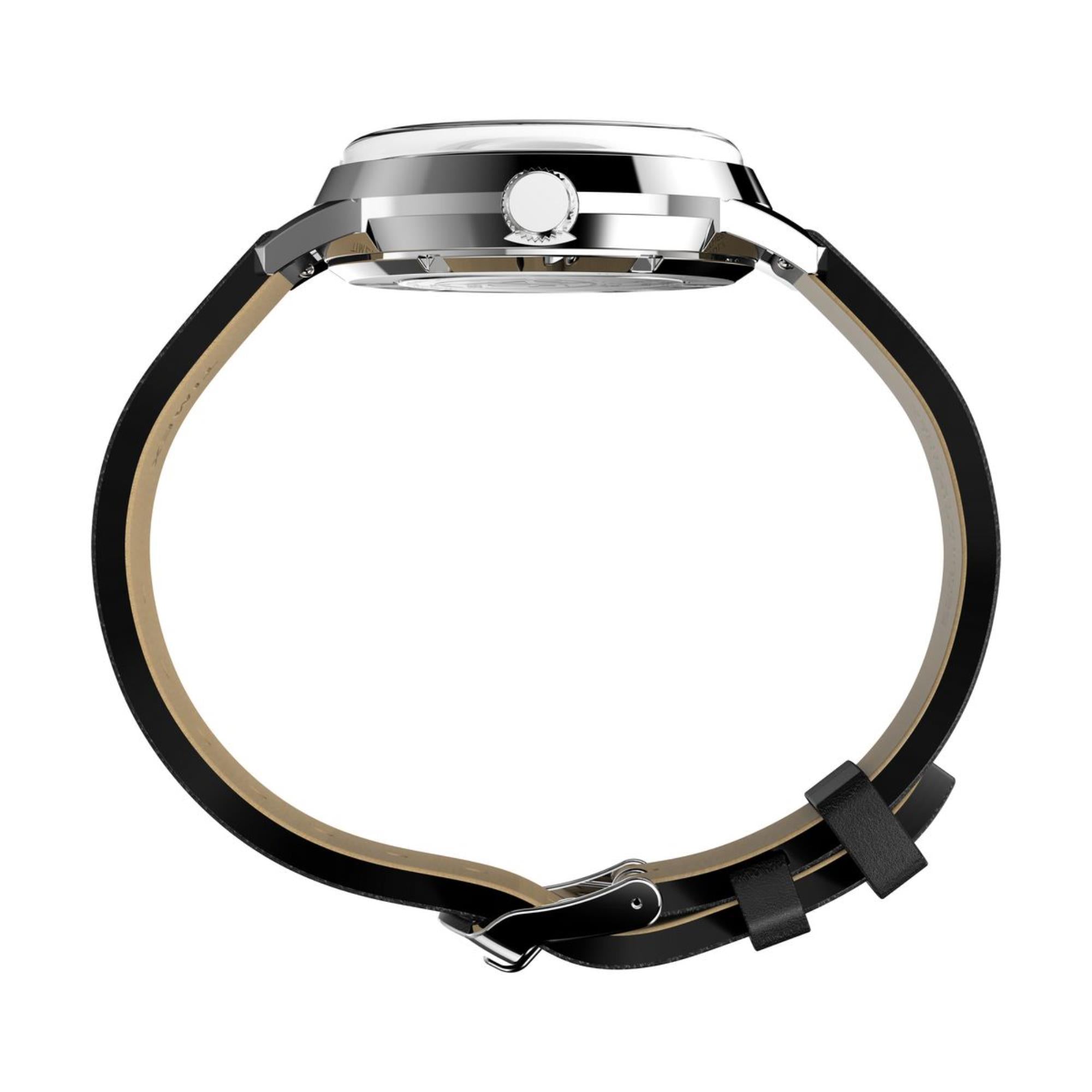 Timex x Peanuts Marlin Automatic 75th Anniversary Edition Silver-Tone Dial Leather Strap Men's Watch TW2Y10000