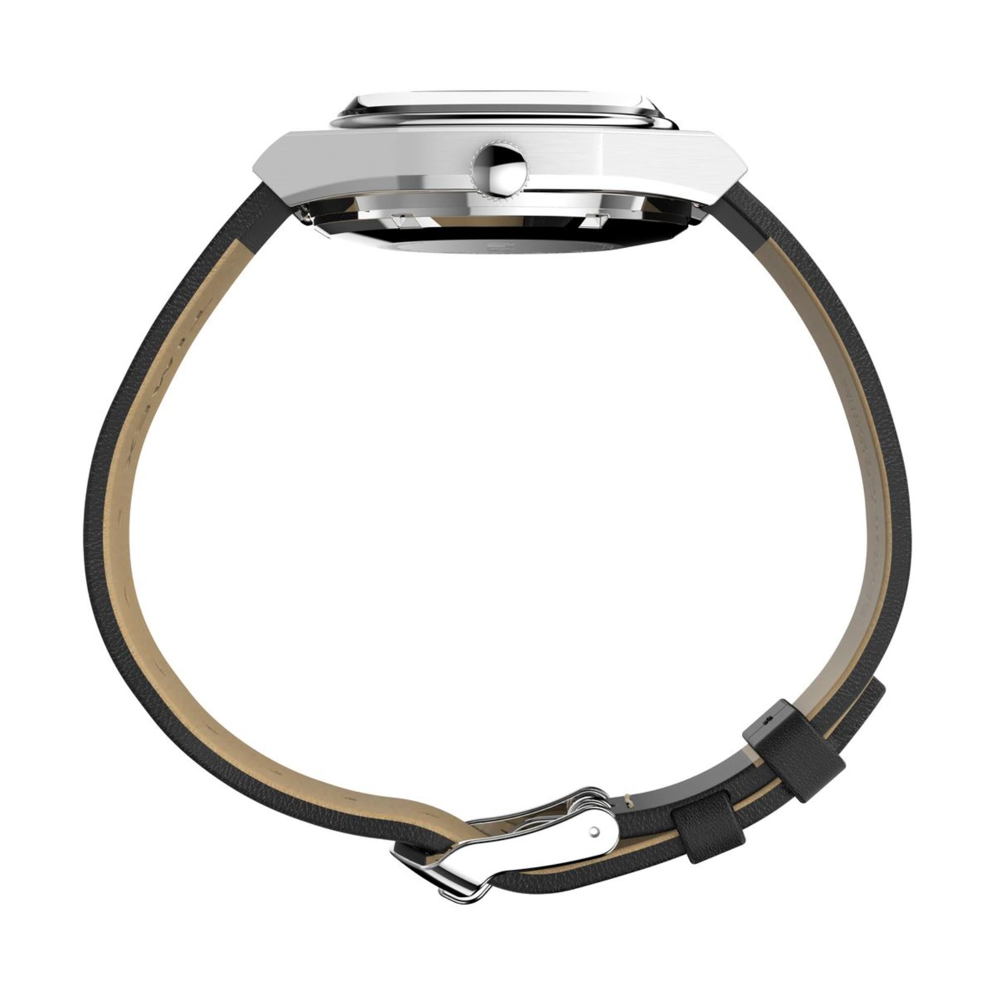 Timex 1983 E Line Black Dial Leather Strap Unisex Watch TW2Y07500