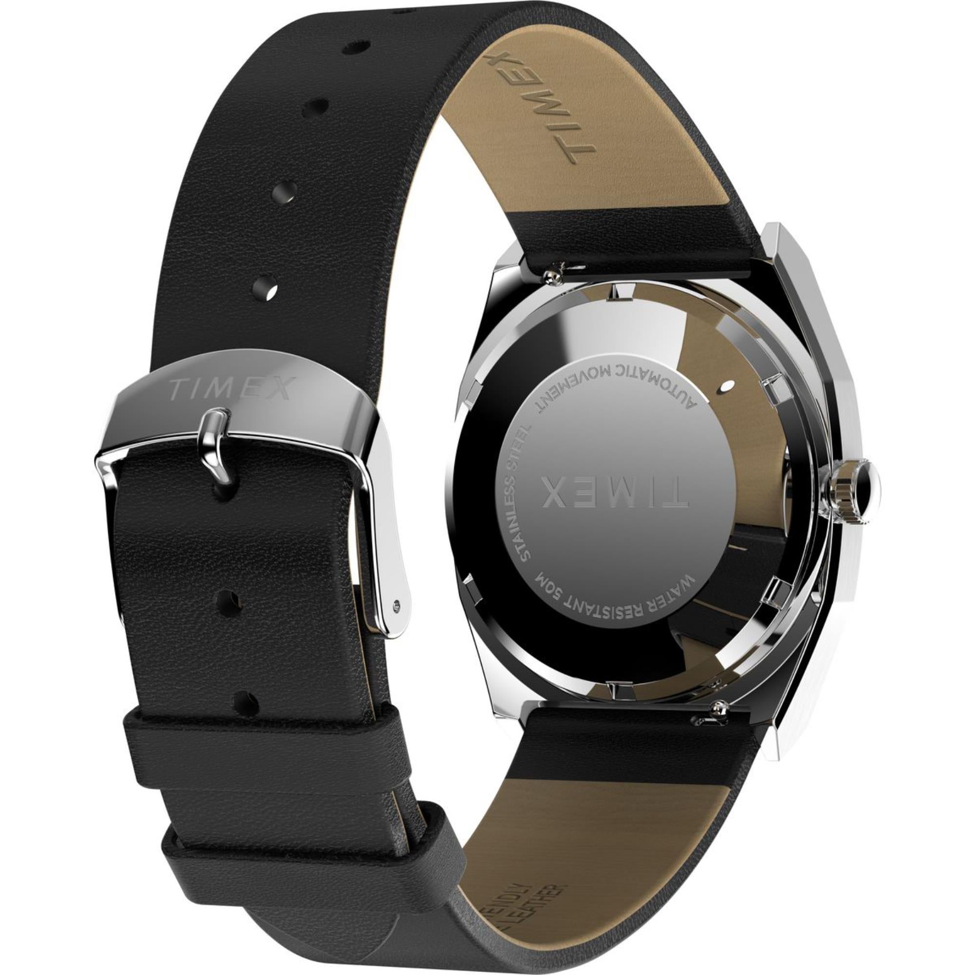 Timex 1983 E Line Black Dial Leather Strap Unisex Watch TW2Y07500