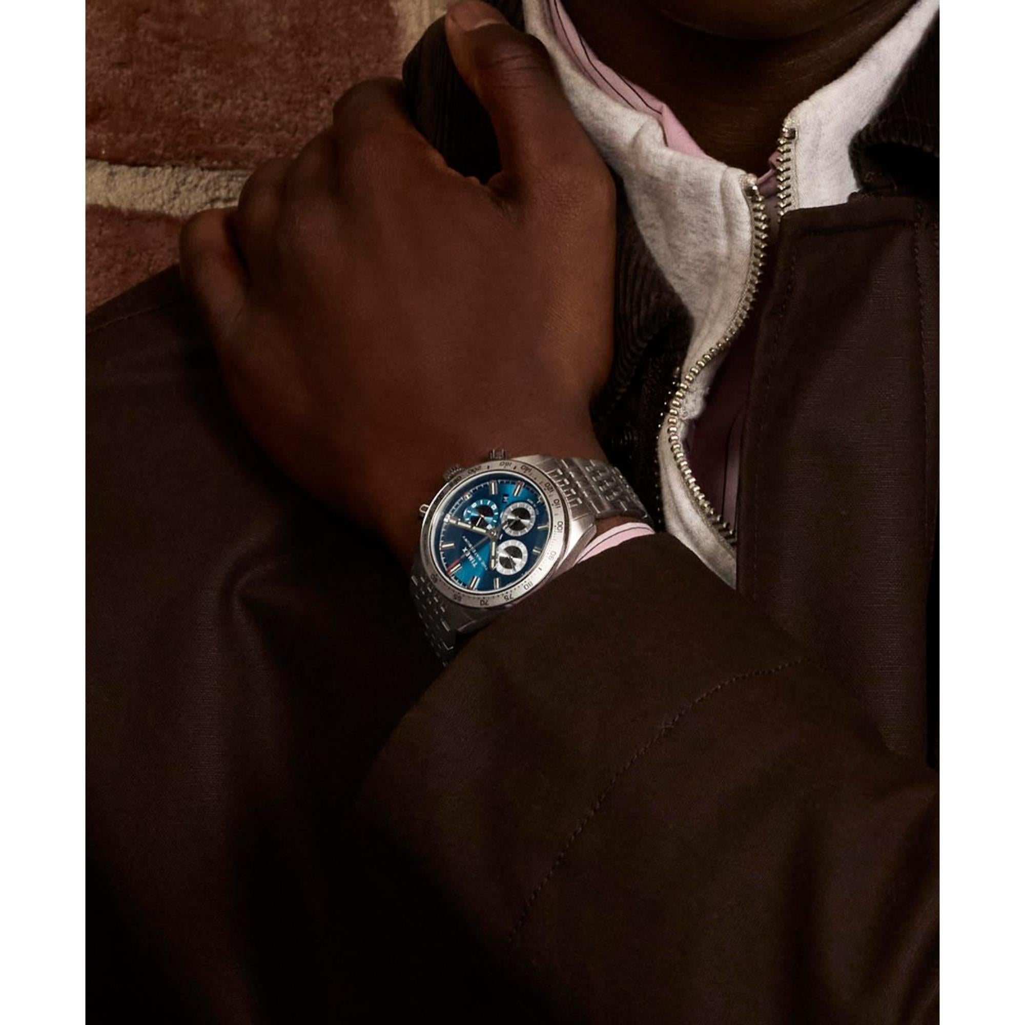 Timex Waterbury Traditional Chronograph Blue Dial Steel Strap Men's Watch TW2Y18500