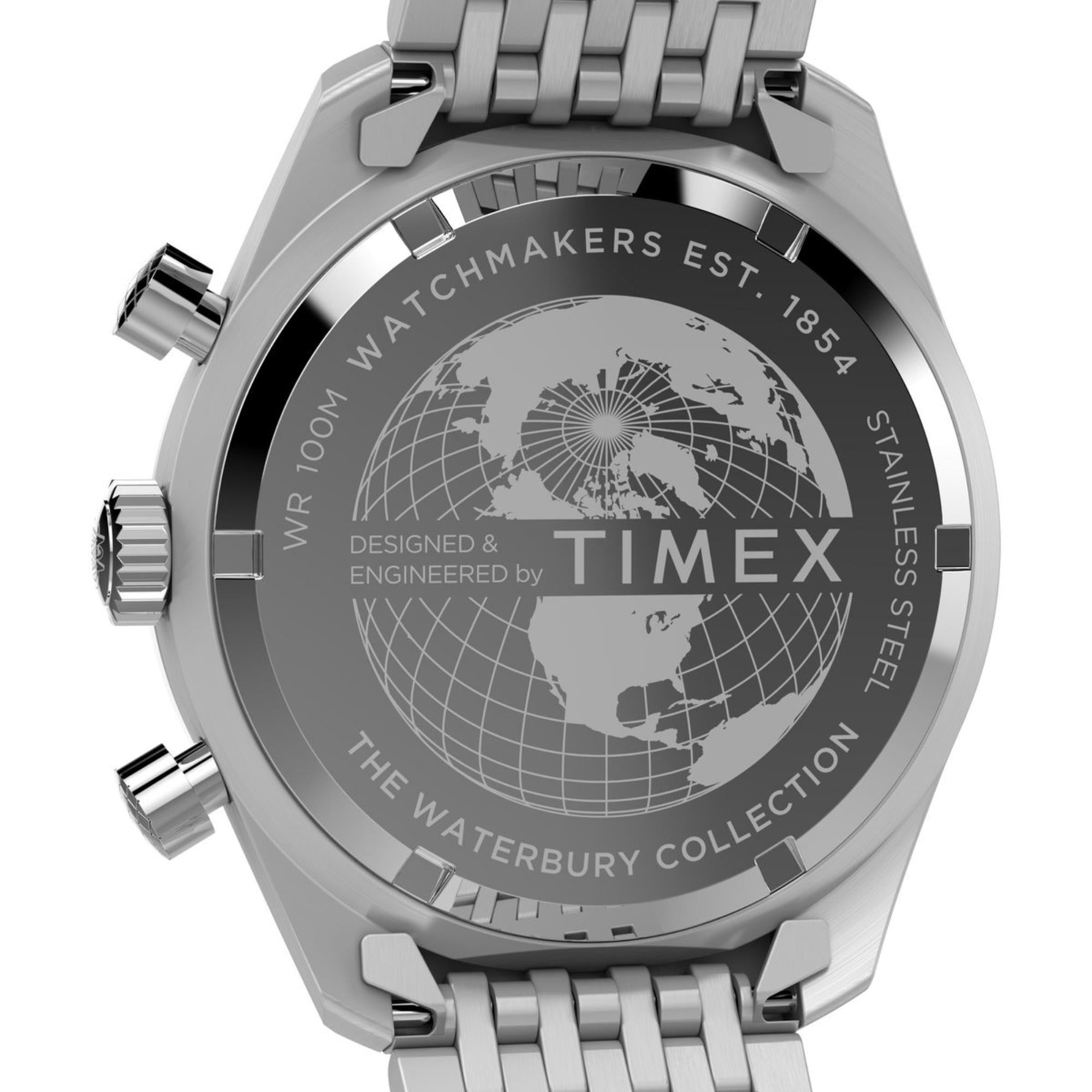 Timex Waterbury Traditional Chronograph Silver Dial Stainless Steel Strap Men's Watch TW2Y18700