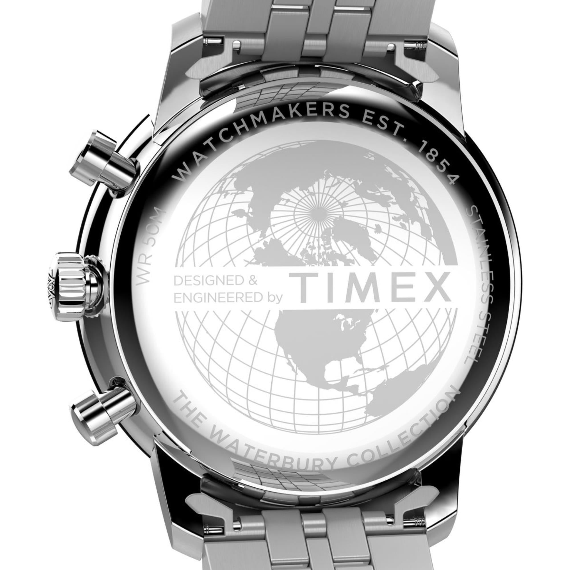 Timex Waterbury Metropolitan Chronograph Black Dial Stainless Steel Men's WatchTW2Y23400