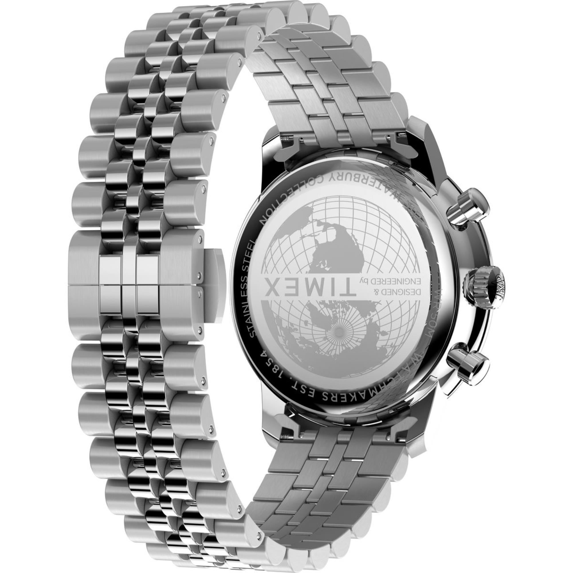 Timex Waterbury Metropolitan Chronograph Black Dial Stainless Steel Men's WatchTW2Y23400