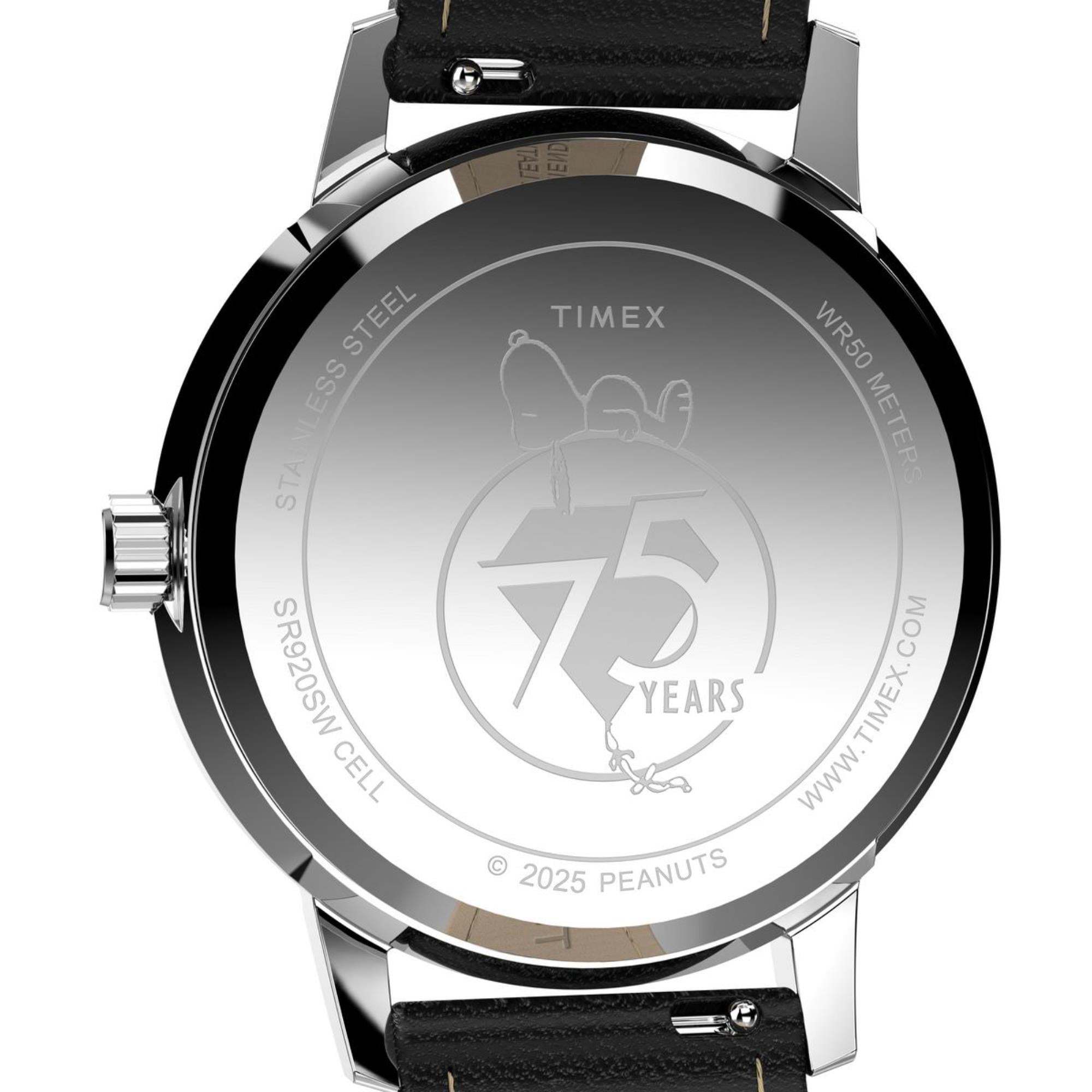 Timex x Peanuts Marlin Snoopy 75th Anniversary Edition White Dial Leather Strap Unisex Watch TW2Y19900
