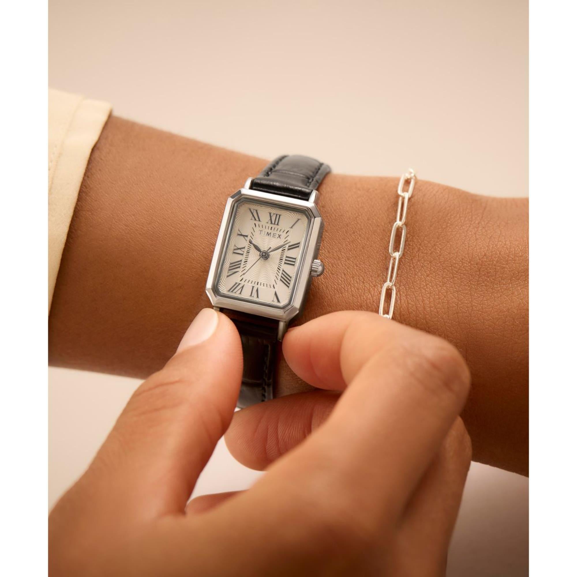 Timex Dress White Dial Leather Strap Women's Watch TW2Y00800