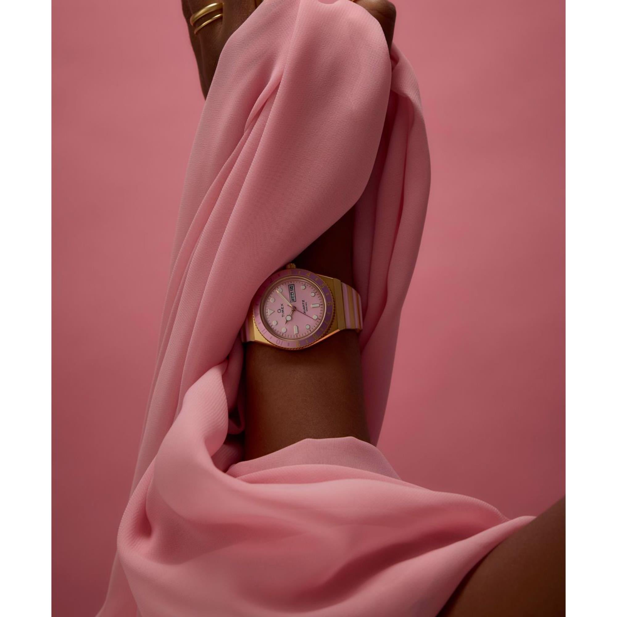 Timex Q Timex Pink Dial Steel Strap Women's Watch TW2W87600