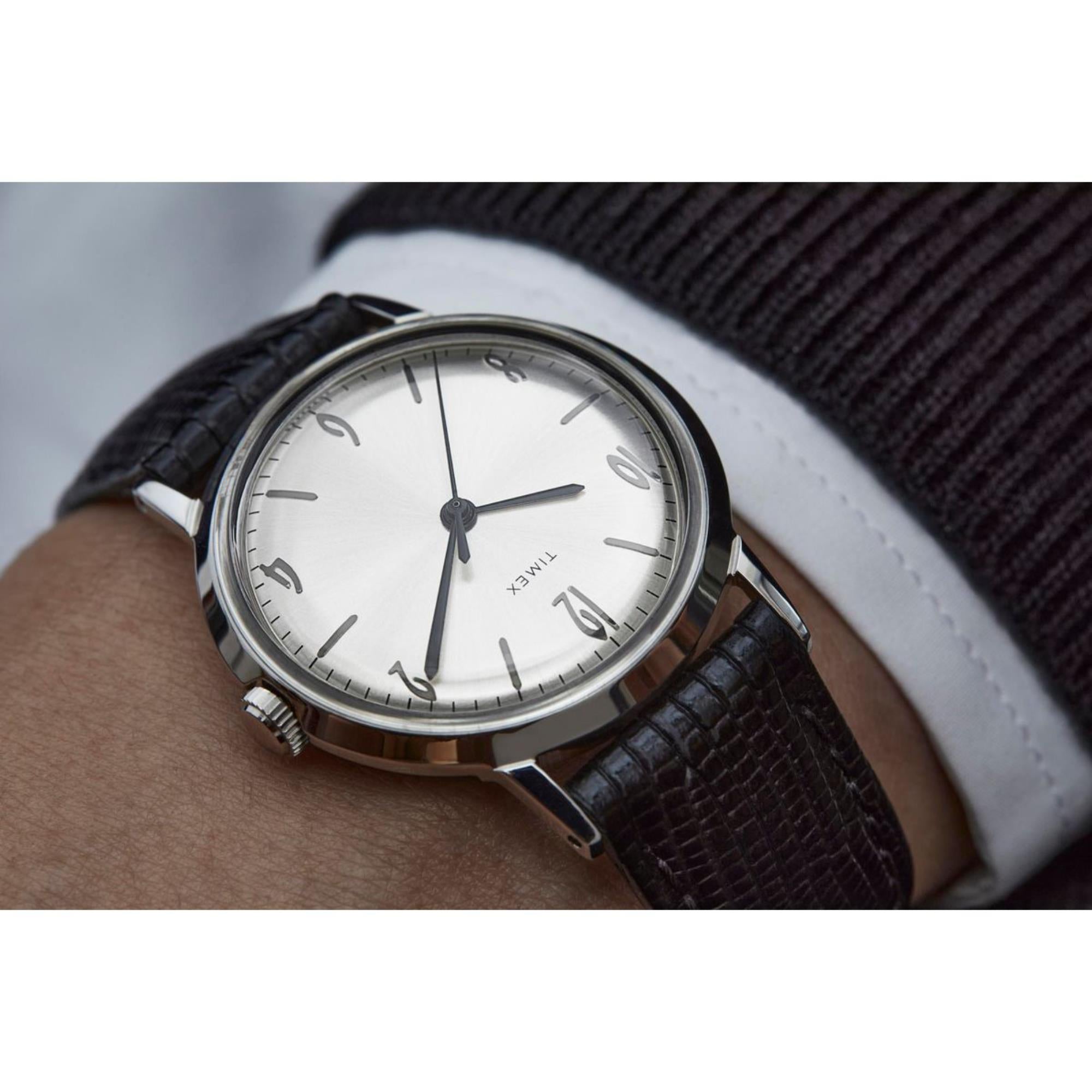 Timex Marlin Hand-Wound Silver Dial Leather Strap Men's Watch TW2R47900