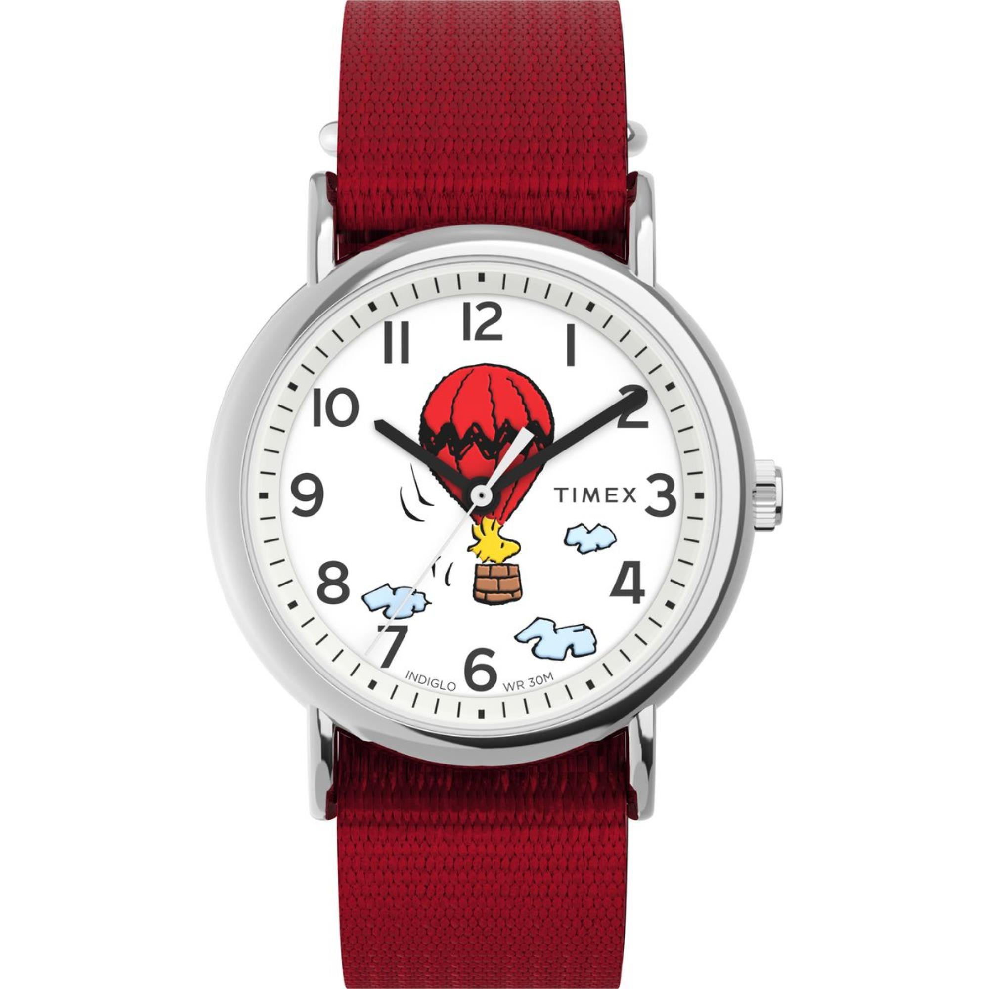 Timex Weekender x Peanuts Balloon White Dial Fabric Strap Unisex Watch TW2Y11700