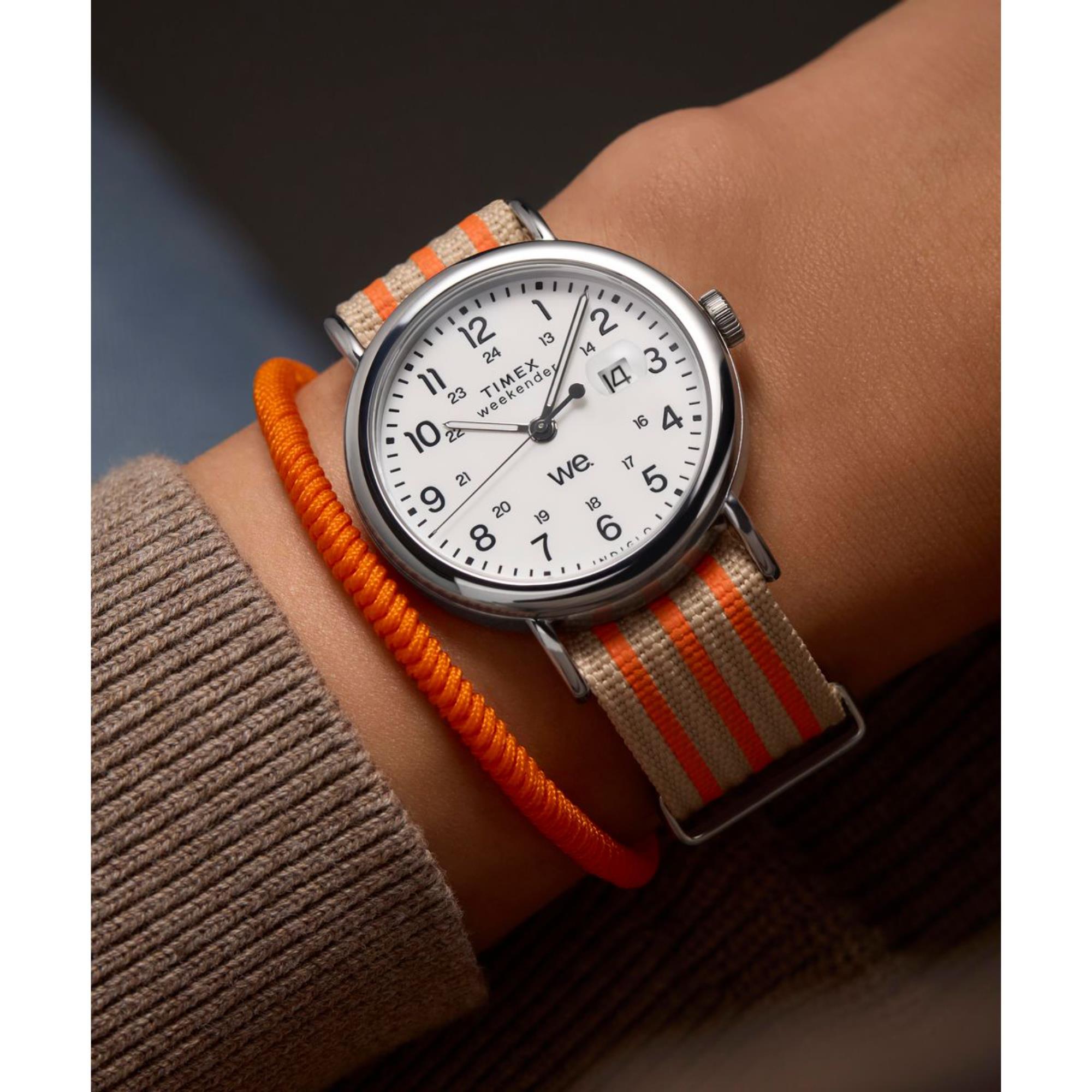 Timex Weekender White Dial Beige Fabric Strap Men's Watch TW2Y08900