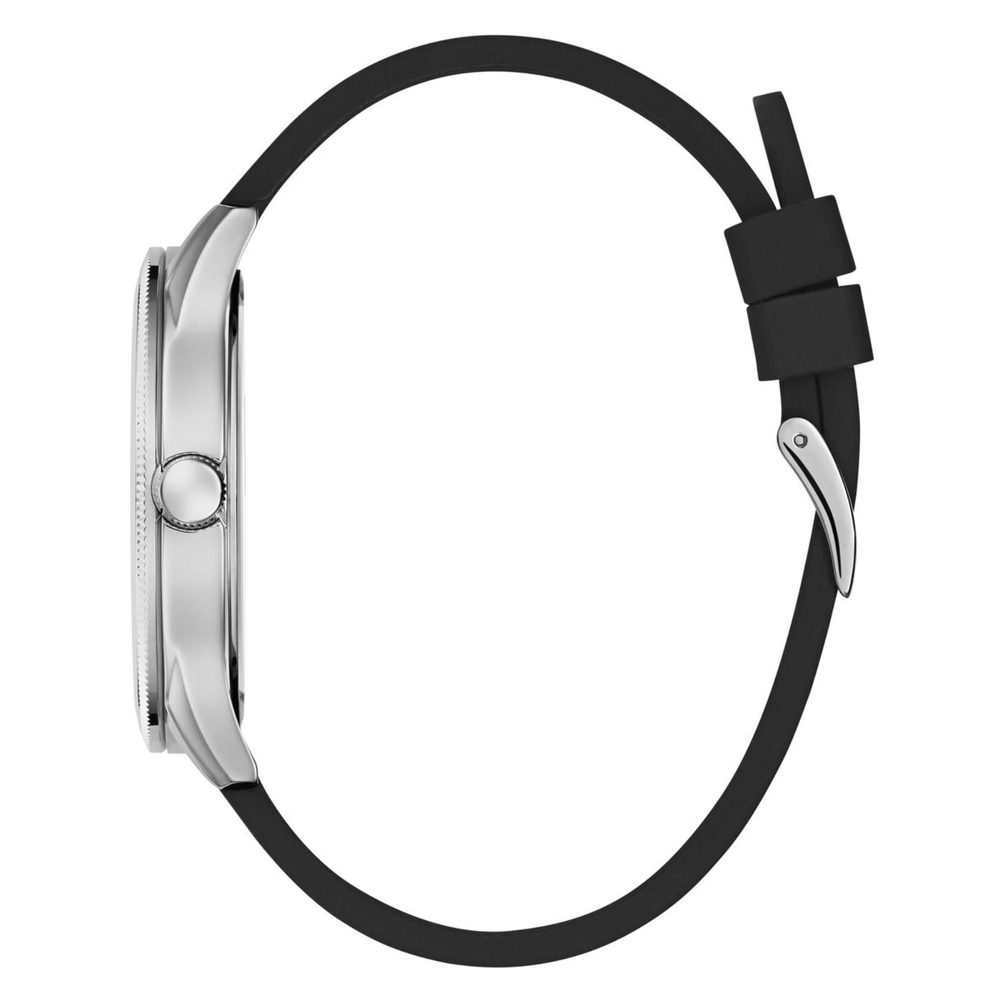 Guess Reputation Black Dial Silicone Strap Unisex Watch GW0887G1