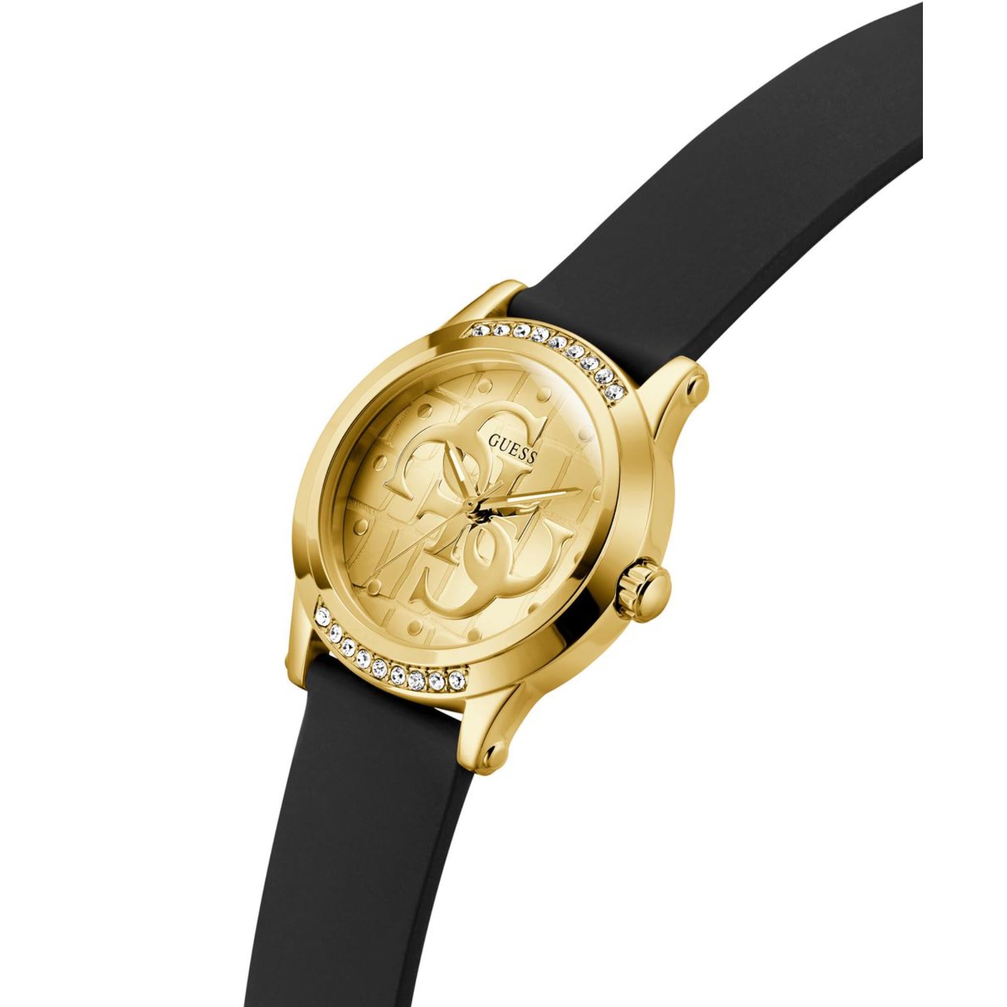Guess Annette Gold Dial Silicone Strap Women's Watch GW0860L1