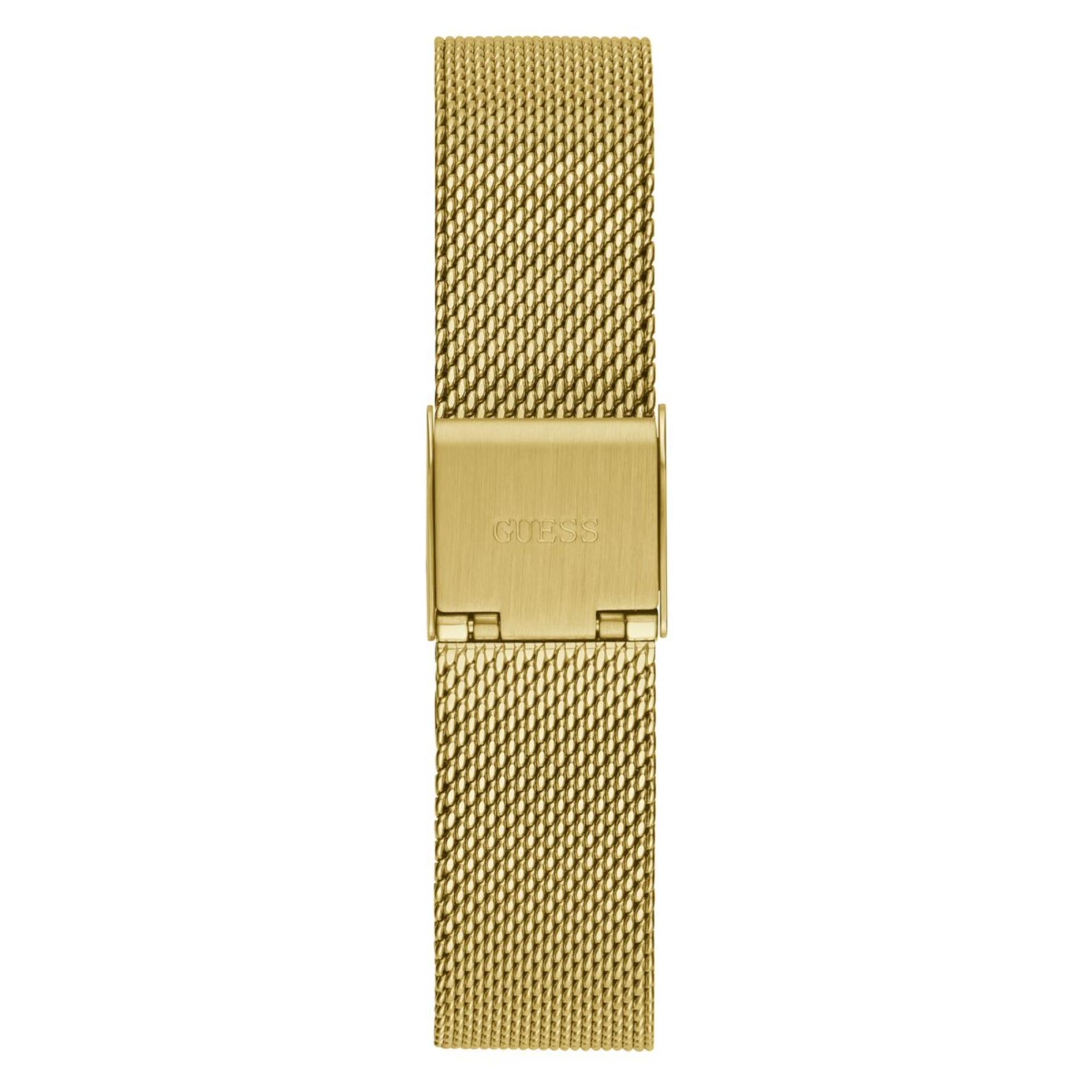 Guess Tapestry Rounded Square Green Dial Steel Mesh Strap Women's Watch GW0354L5