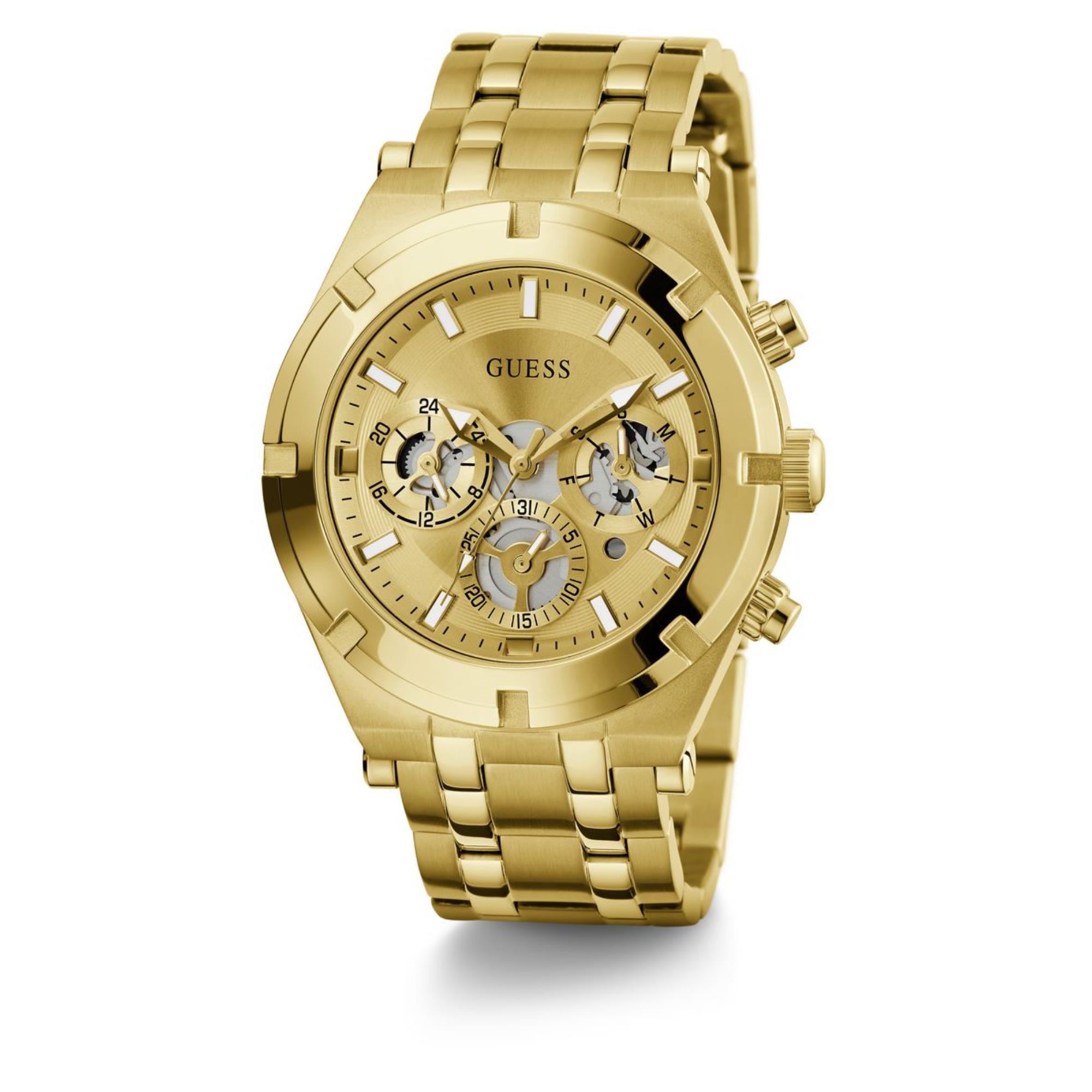 Guess Continental Champagne Dial Stainless Steel Strap Men's Watch GW0260G4