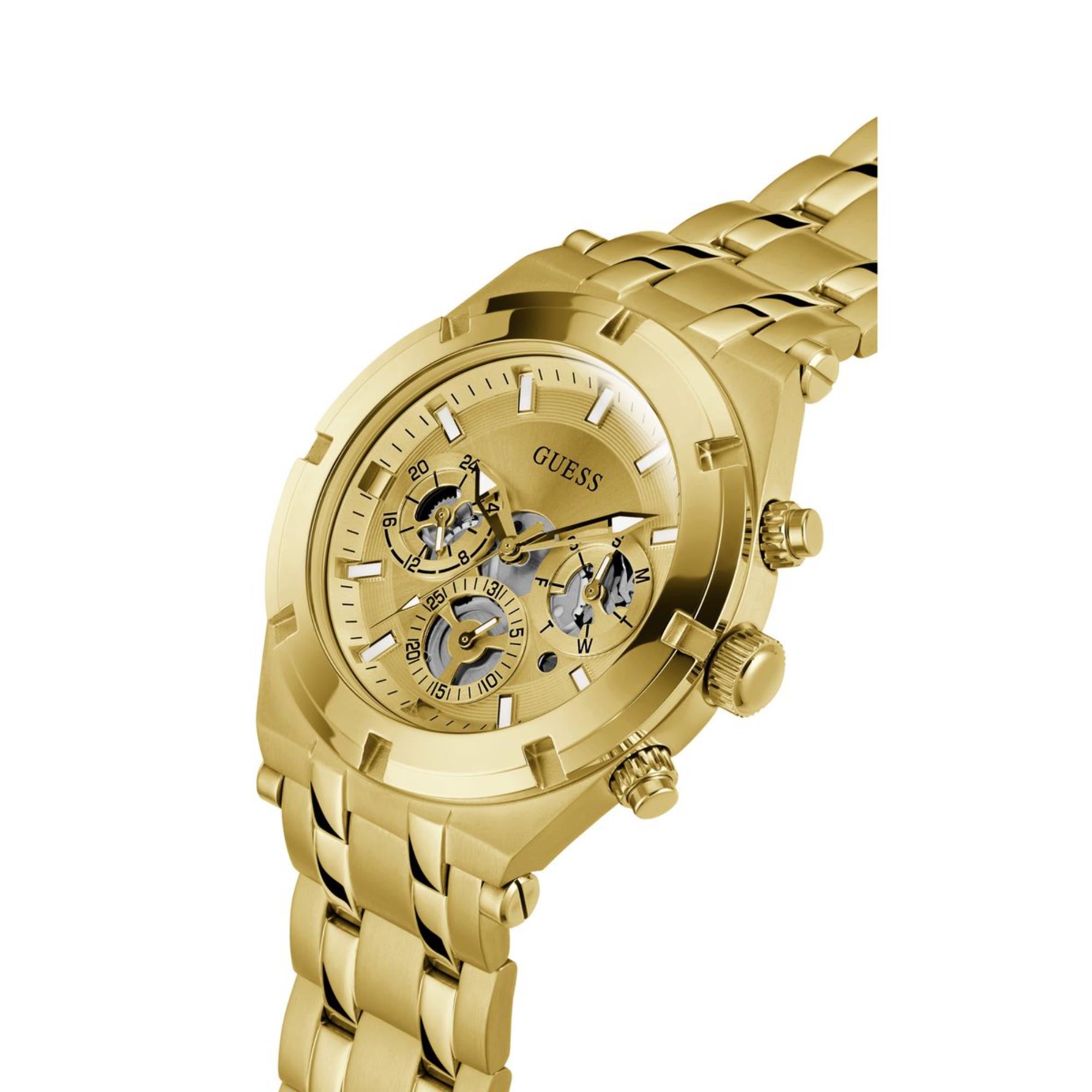 Guess Continental Champagne Dial Stainless Steel Strap Men's Watch GW0260G4