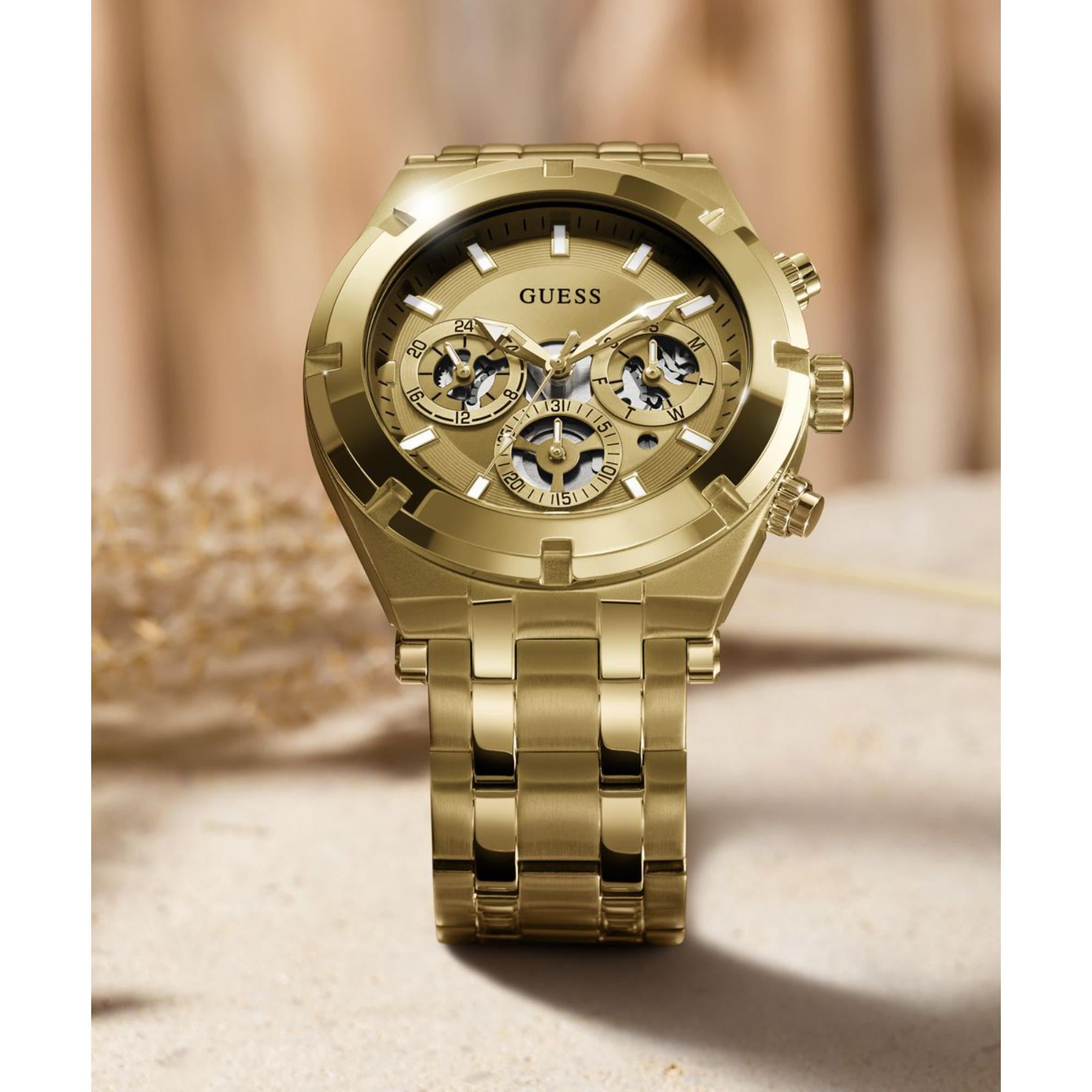 Guess Continental Champagne Dial Stainless Steel Strap Men's Watch GW0260G4