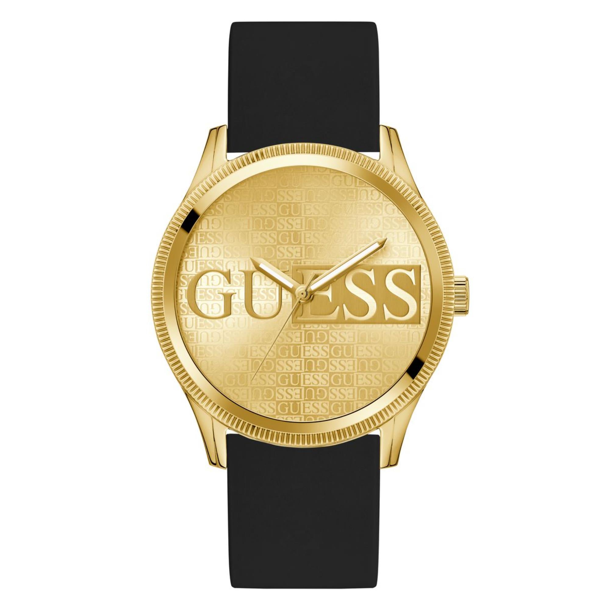 Guess Reputation Champagne Dial Silicone Strap Men's Watch GW0726G2