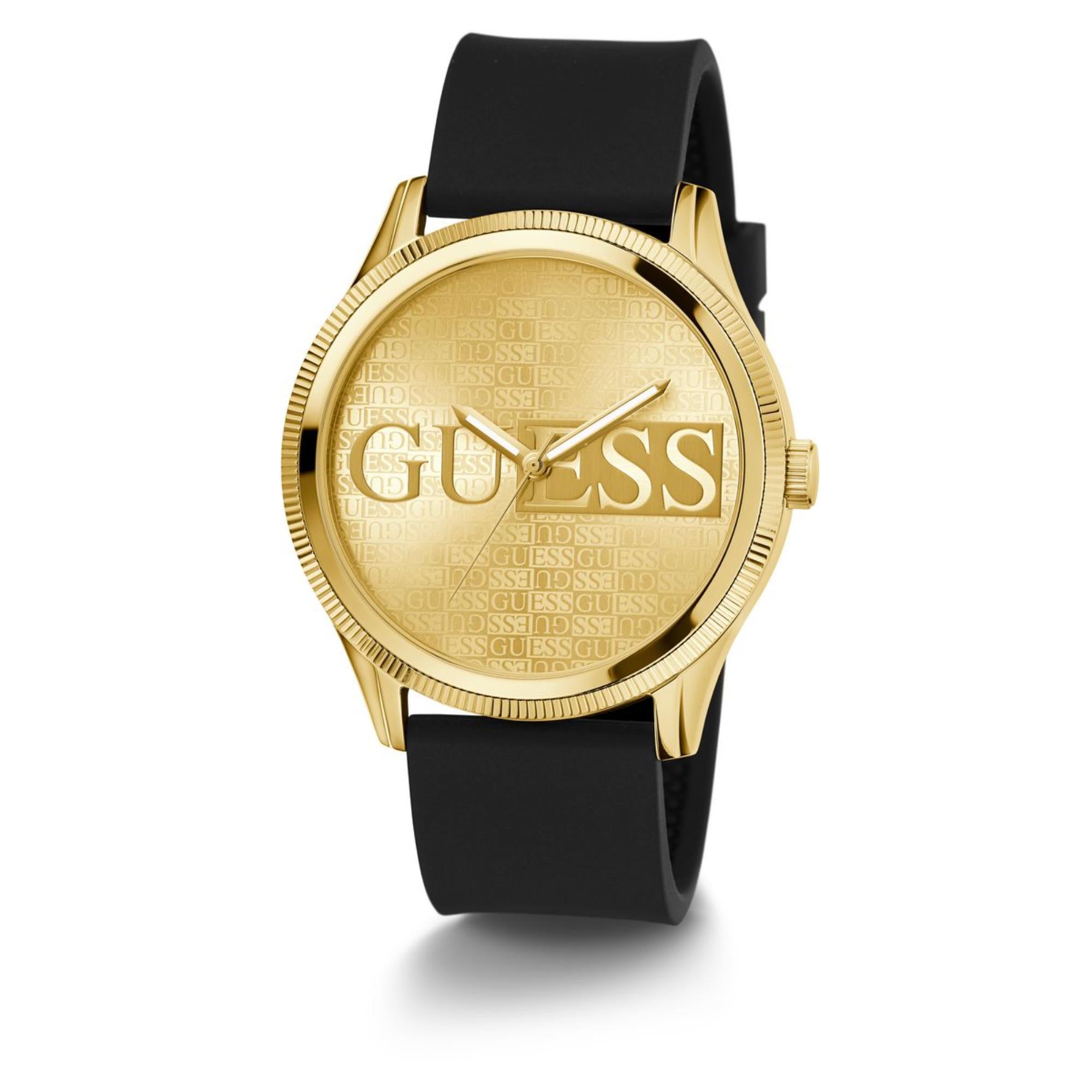 Guess Reputation Champagne Dial Silicone Strap Men's Watch GW0726G2