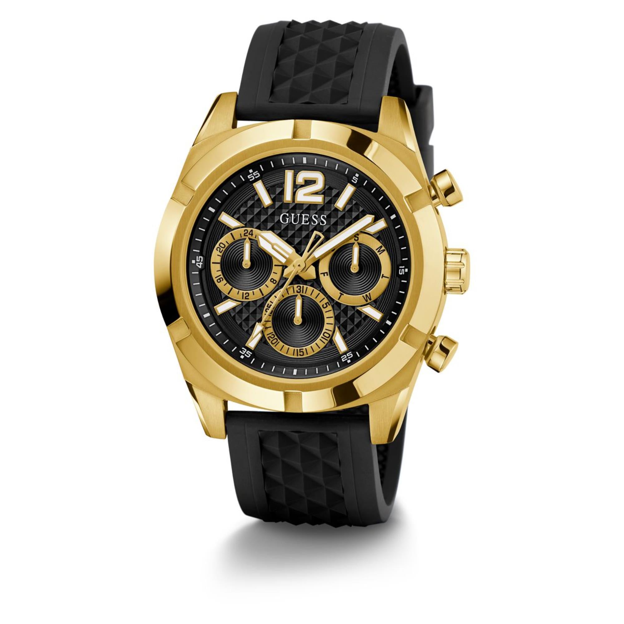 Guess Resistance Black Dial Silicone Strap Men's Watch GW0729G2