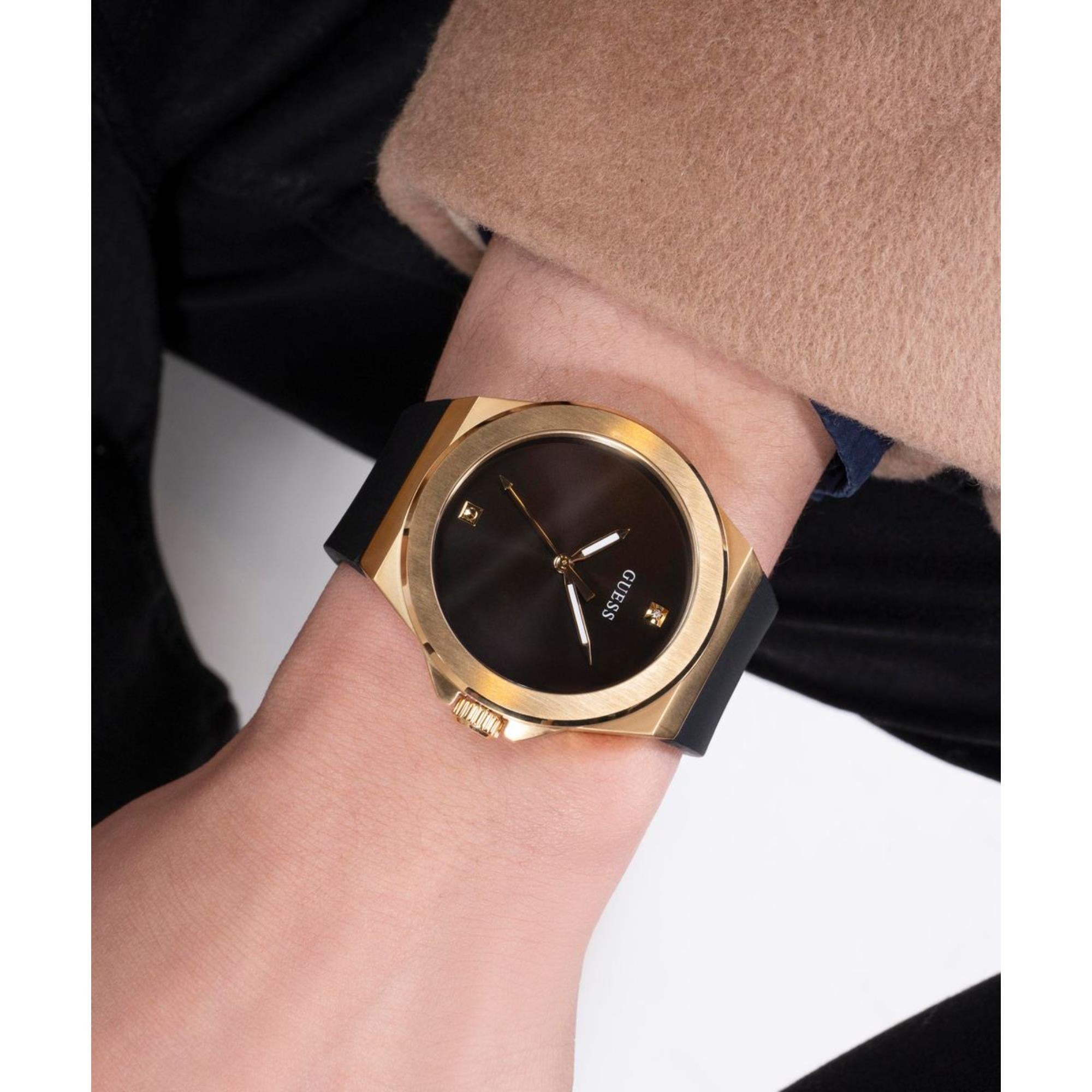 Guess Vinyl Black Dial Silicone Strap Men's Watch GW0790G1