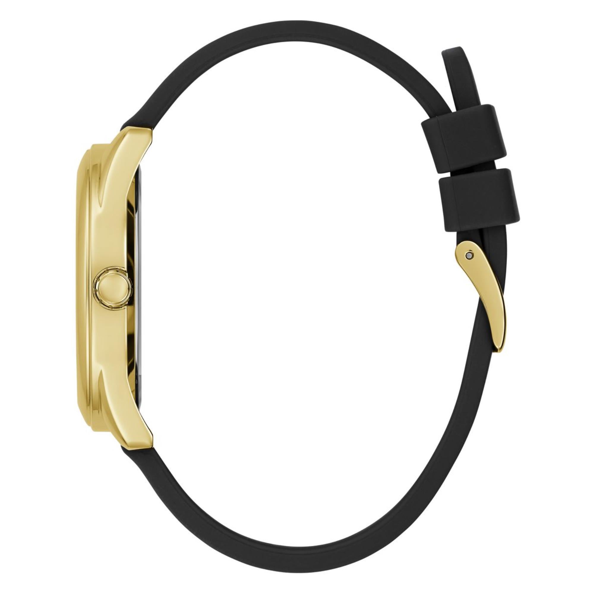 Guess Cubed Champagne Dial Silicone Strap Women's Watch GW0665L1