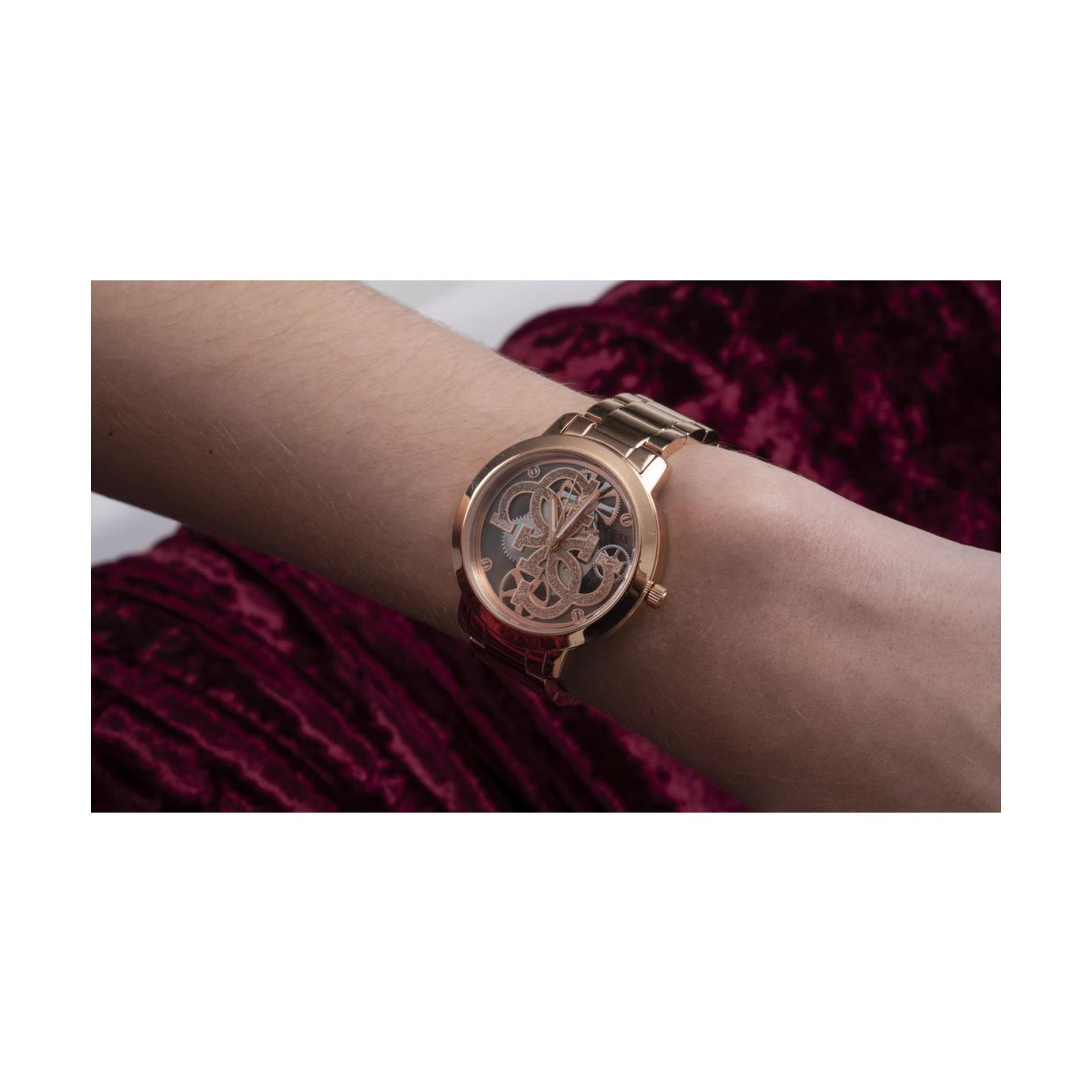 Guess Quattro Clear Rose Gold Dial Stainless Steel Strap Women's Watch GW0300L3