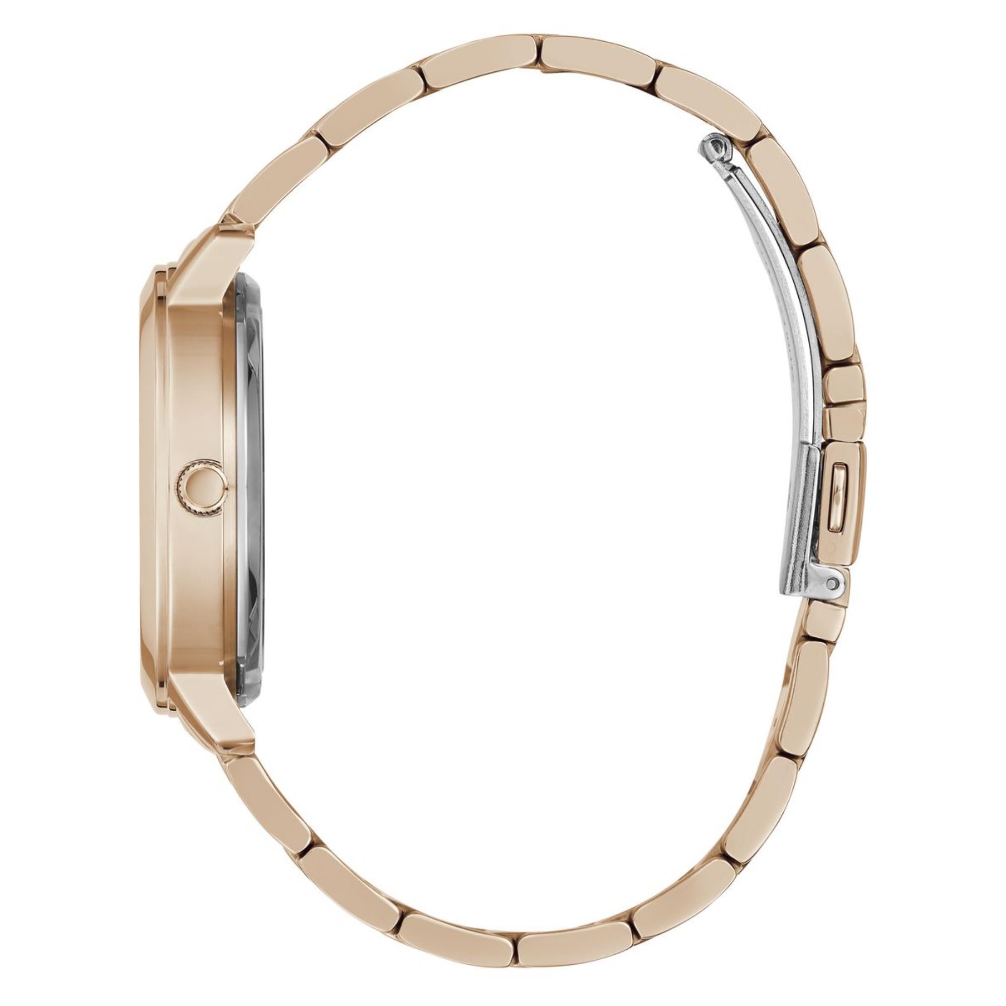 Guess Quattro Clear Rose Gold Dial Stainless Steel Strap Women's Watch GW0300L3