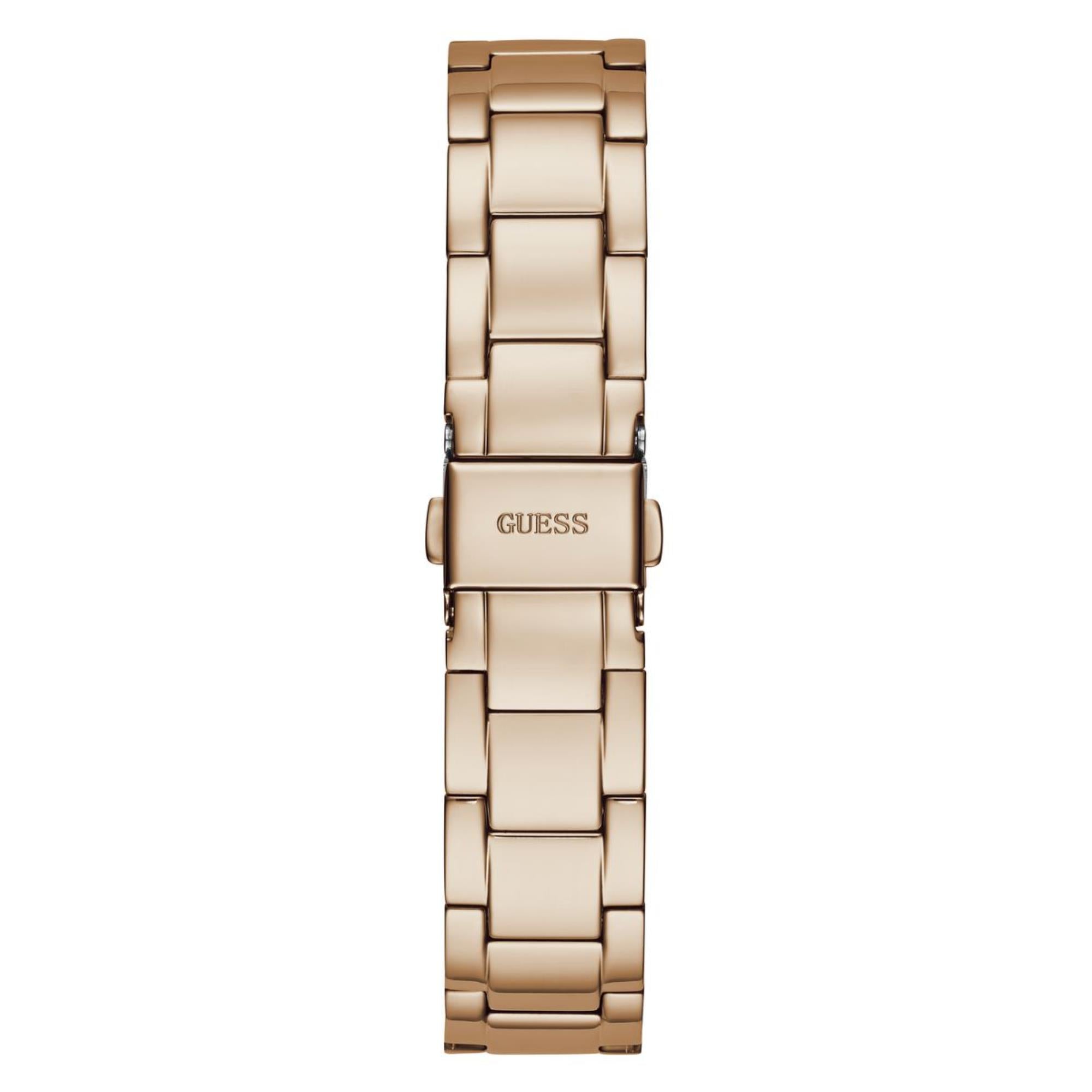Guess Quattro Clear Rose Gold Dial Stainless Steel Strap Women's Watch GW0300L3