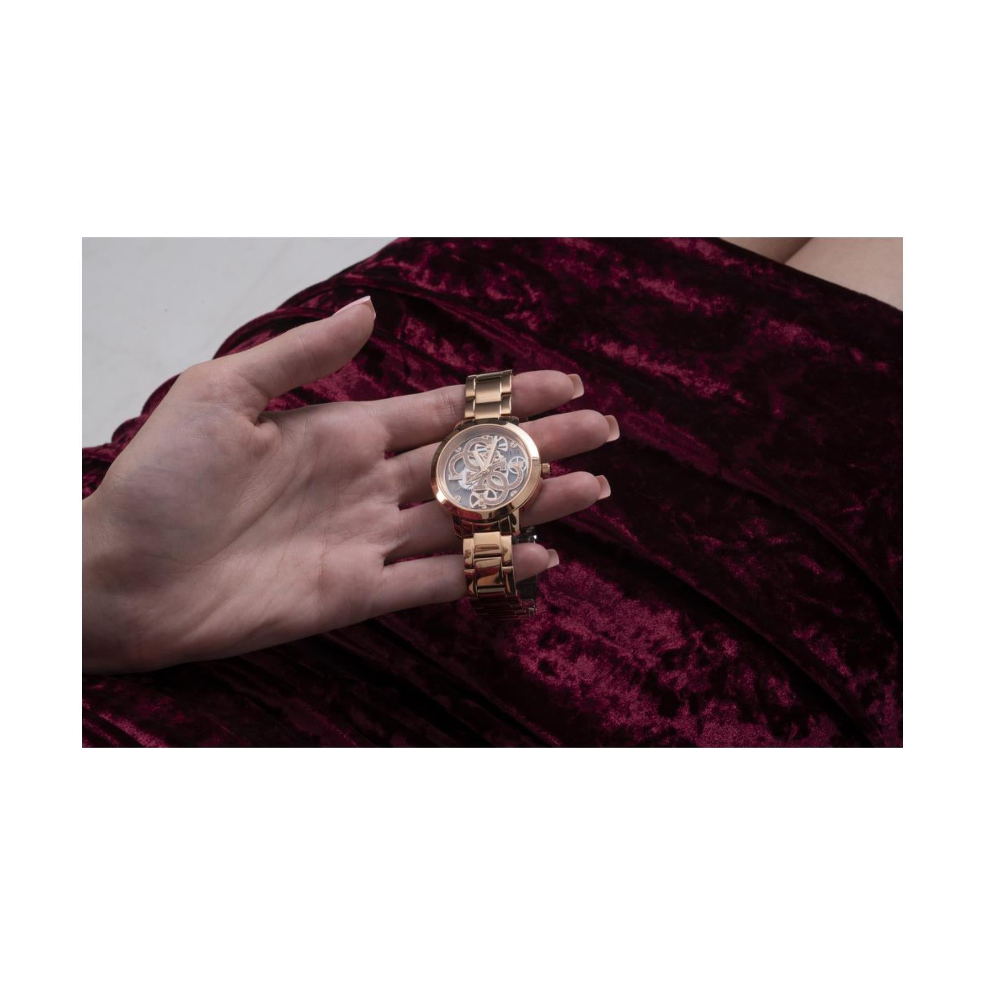 Guess Quattro Clear Rose Gold Dial Stainless Steel Strap Women's Watch GW0300L3