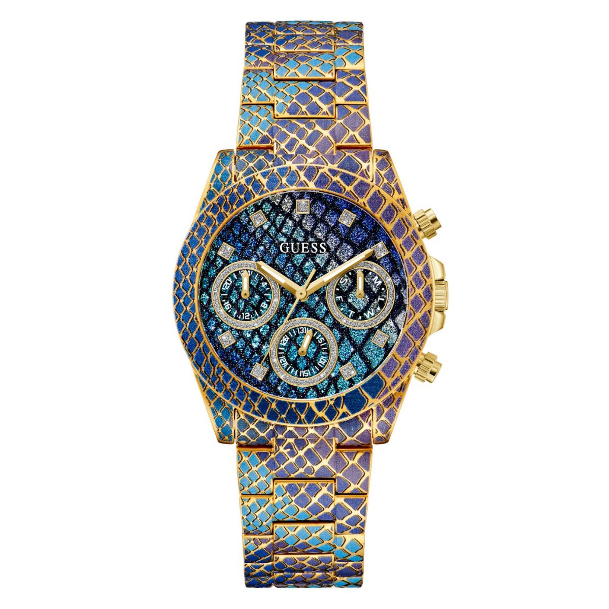 Guess Serpentina Animal Print Dial Stainless Steel Strap Women's Watch GW0752L1
