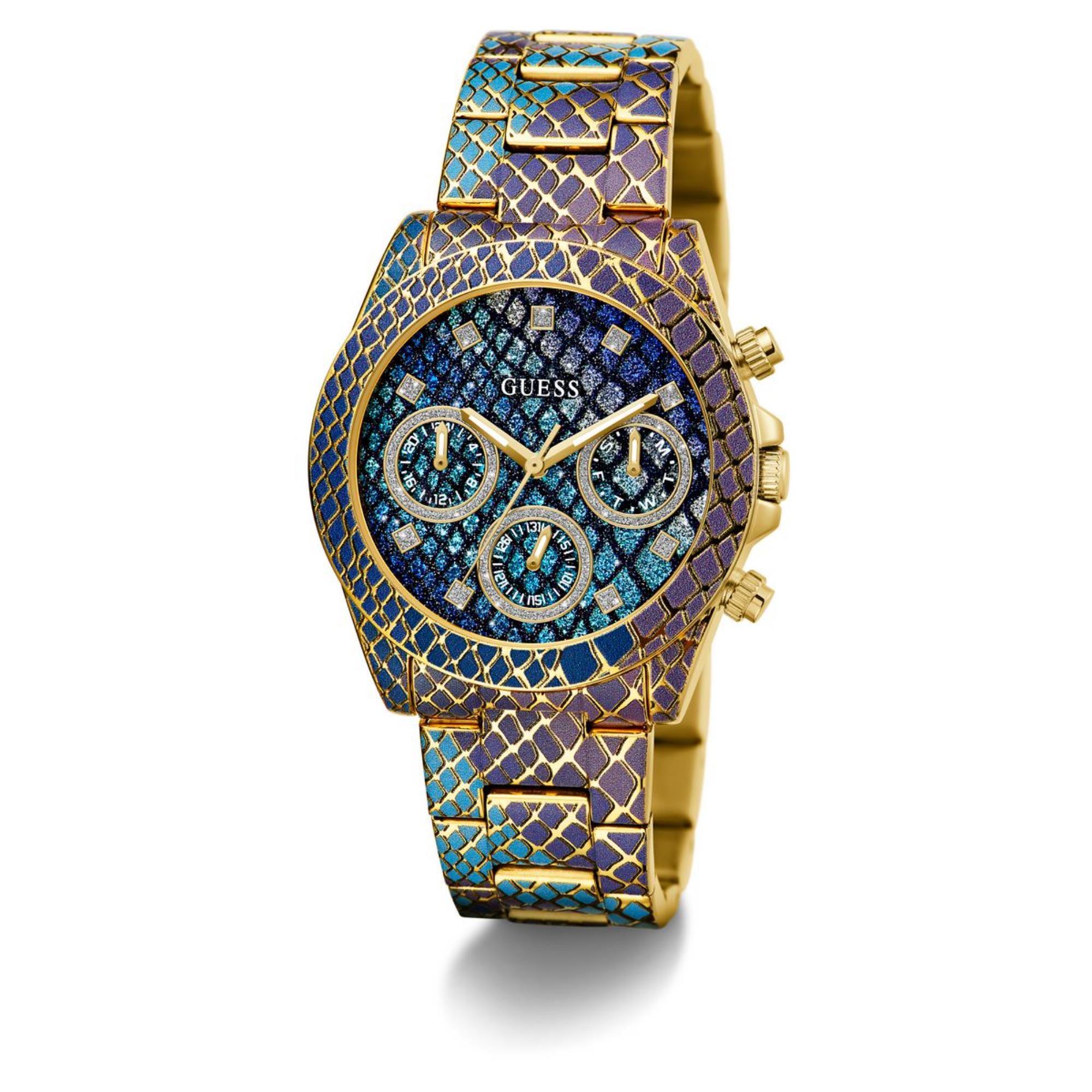 Guess Serpentina Animal Print Dial Stainless Steel Strap Women's Watch GW0752L1