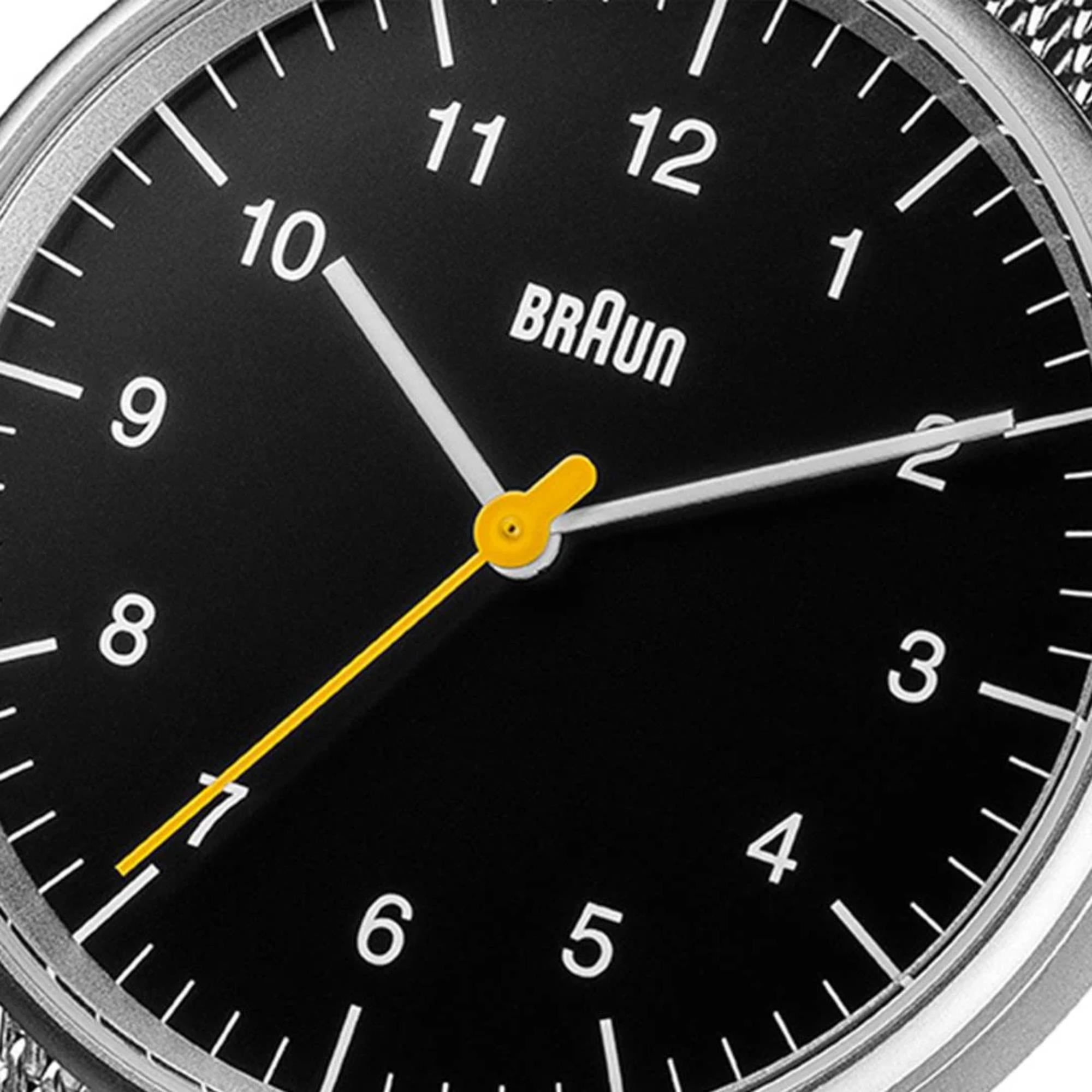 Braun Classic Black Dial Steel Mesh Strap Men's Watch BN0021BKSLMHG