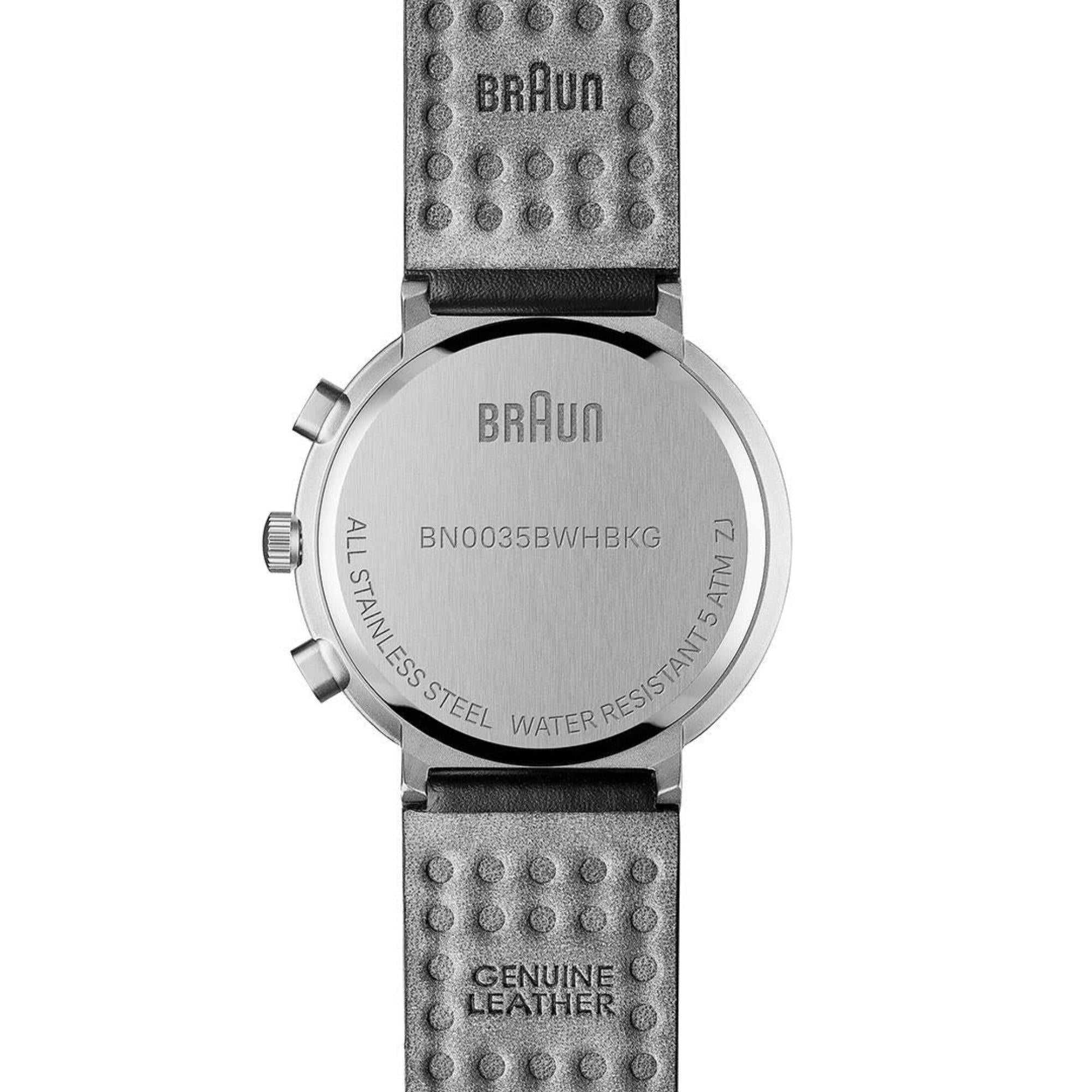 Braun Classic Chronograph White Dial Leather Strap Men's Watch BN0035BWHBKG