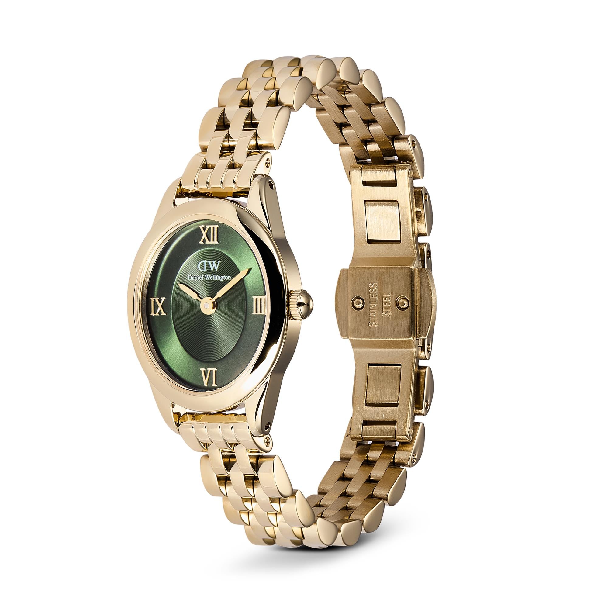 Daniel Wellington Ophelia Mini Beans Emerald Green Dial Stainless Steel Strap Women's Watch DW00100804