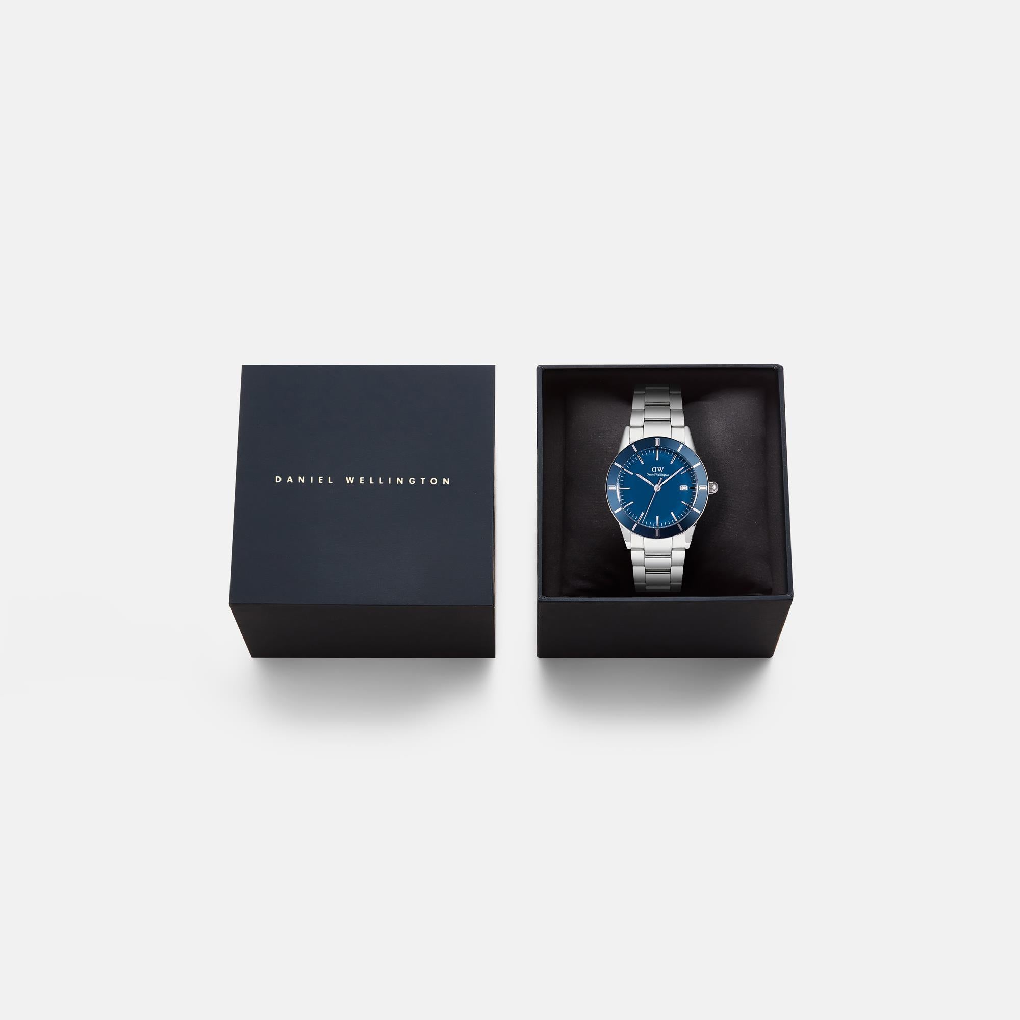 Daniel Wellington Iconic Paradigma Arctic Blue Sunray Dial Stainless Steel Strap Men's Watch DW00100820