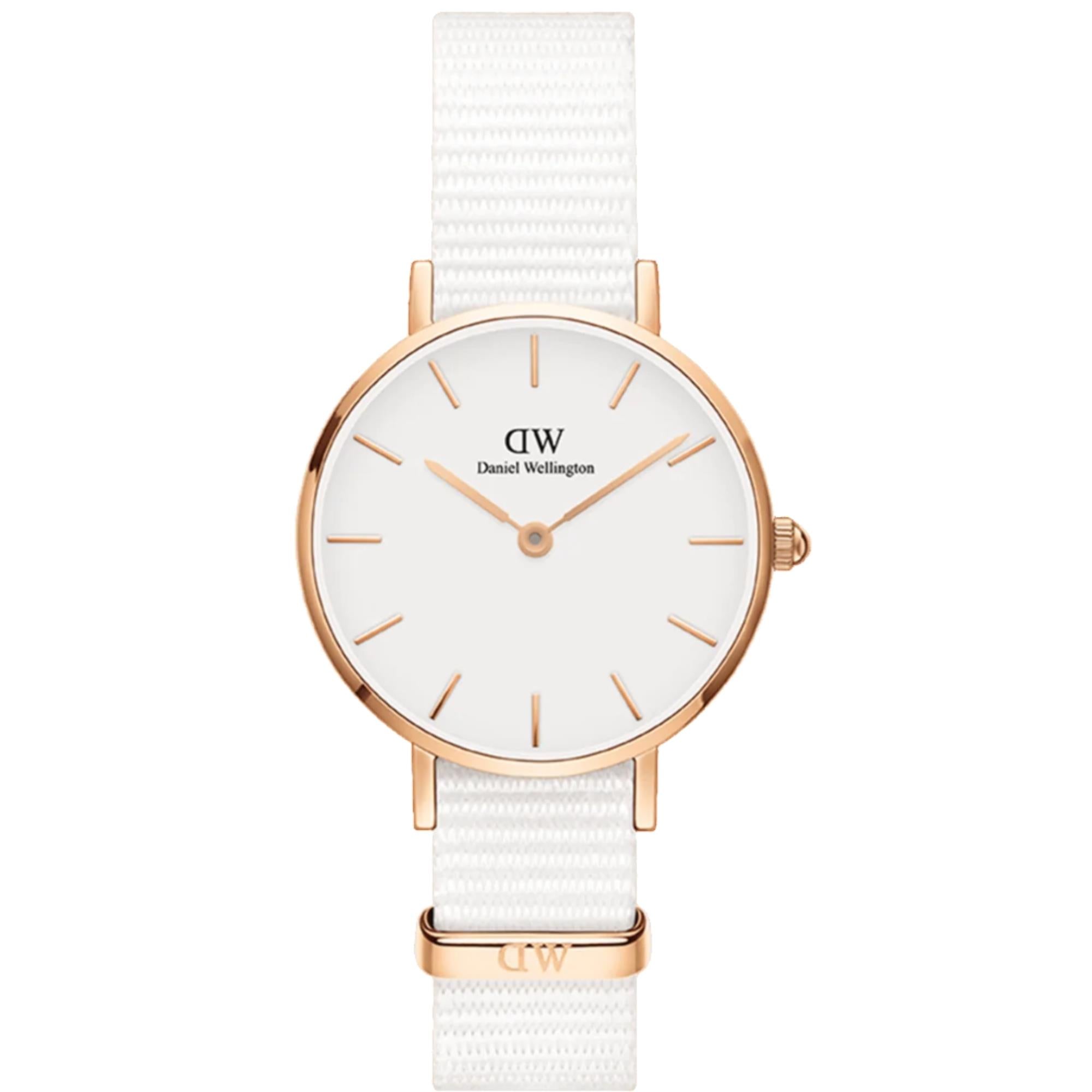 Daniel Wellington Petite Dover White Dial Textile Strap Women's Watch DW00100313