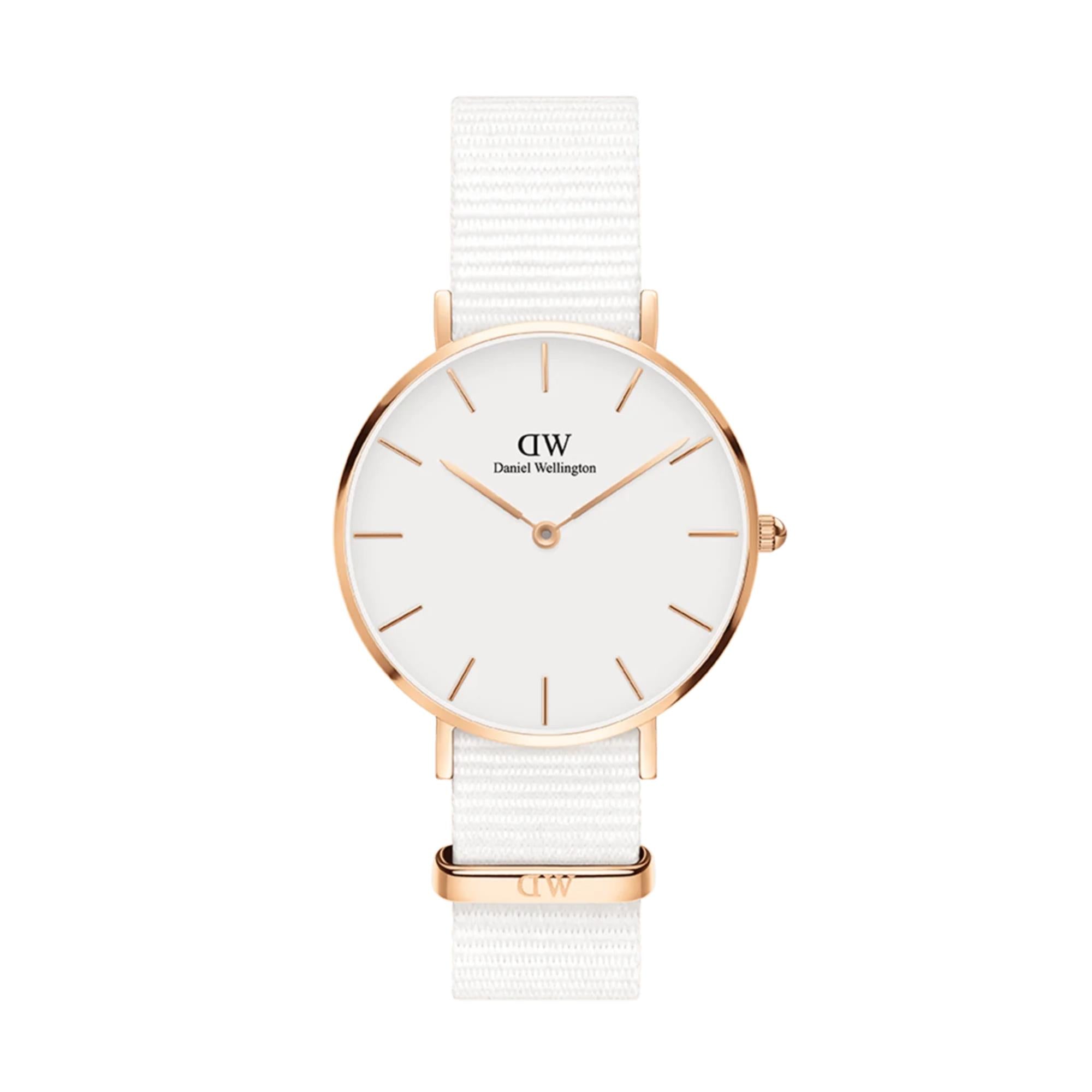 Daniel Wellington Petite Dover White Dial Textile Strap Women's Watch DW00100313