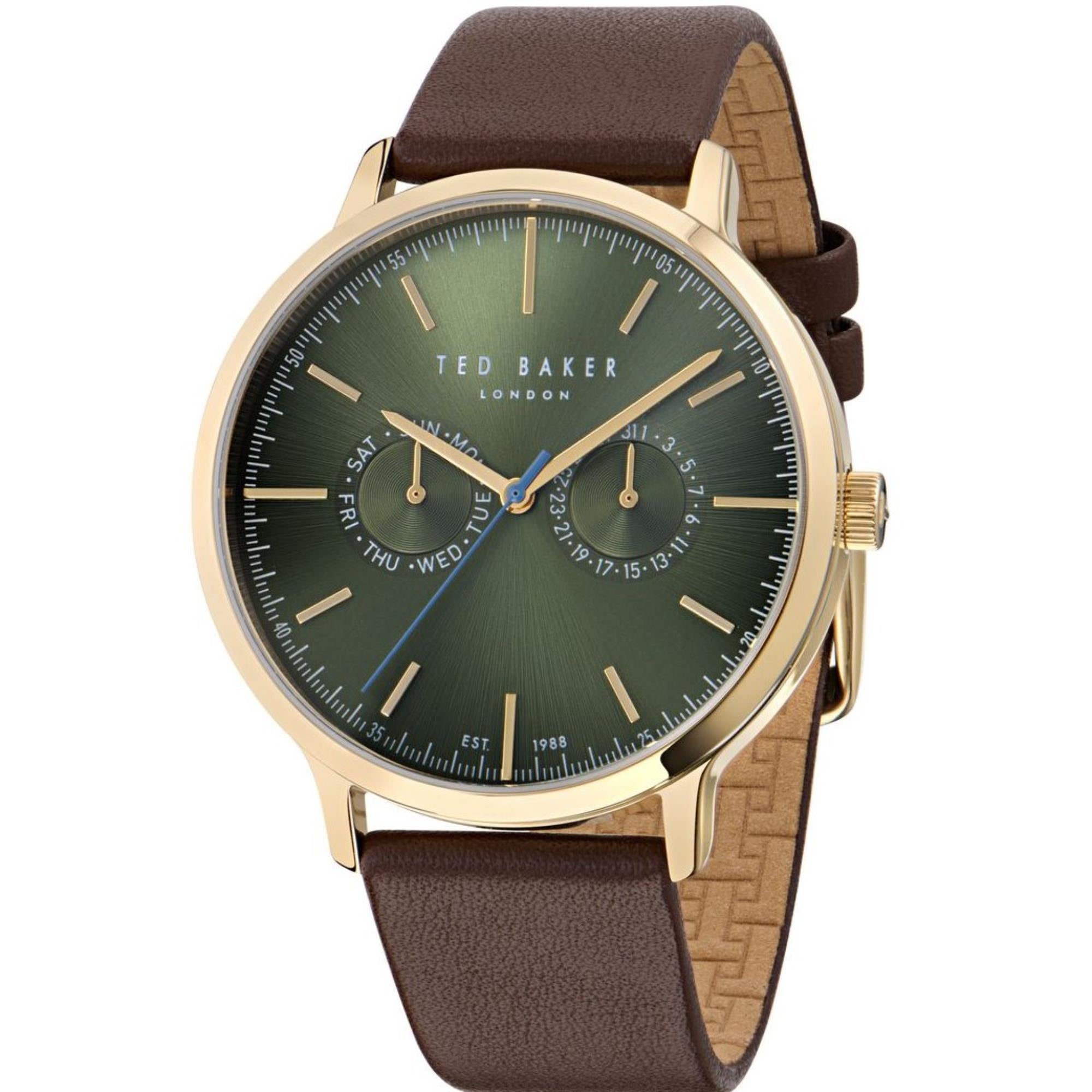 Ted Baker Haarvin Green Dial Leather Strap Men's Watch BKPHAS504