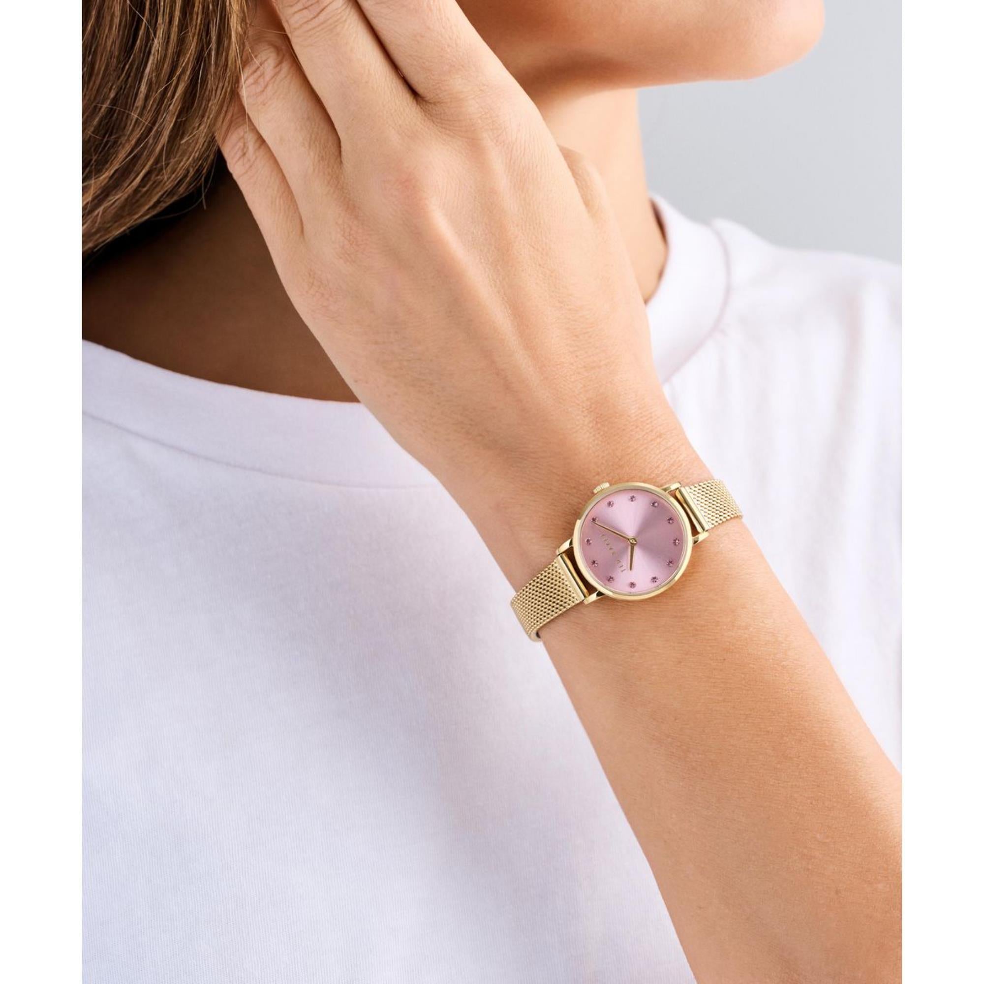 Ted Baker Staciie Pink Dial Stainless Steel Strap Ladies Watch BKPSTS504