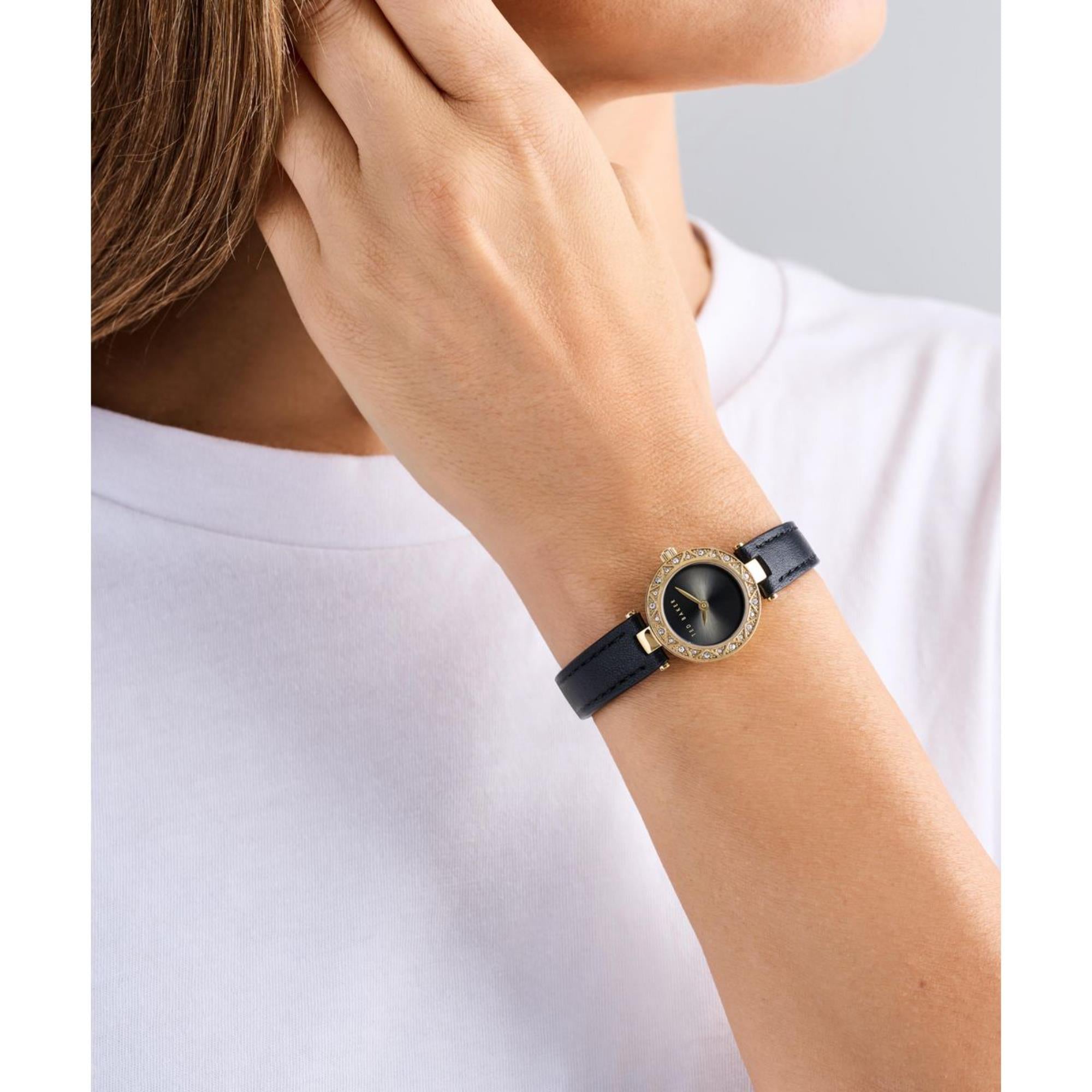 Ted Baker Jolyye Black Dial Black Leather Strap Ladies Watch BKPJLS502