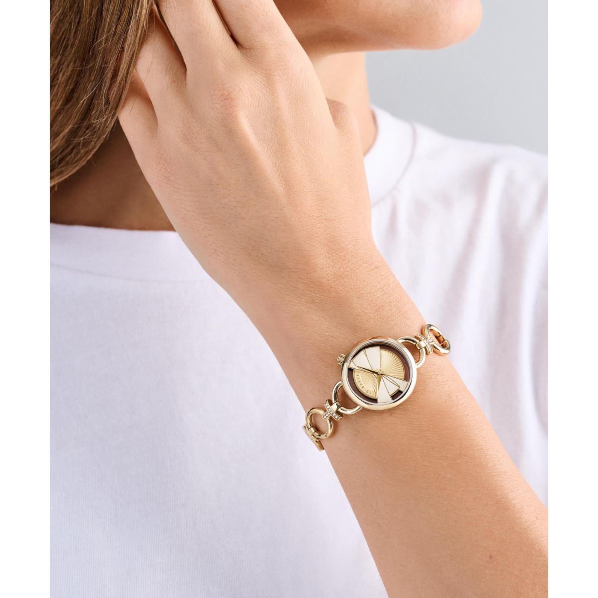 Ted Baker Lilabel Gold Dial Stainless Steel Strap Ladies Watch BKPLIS501