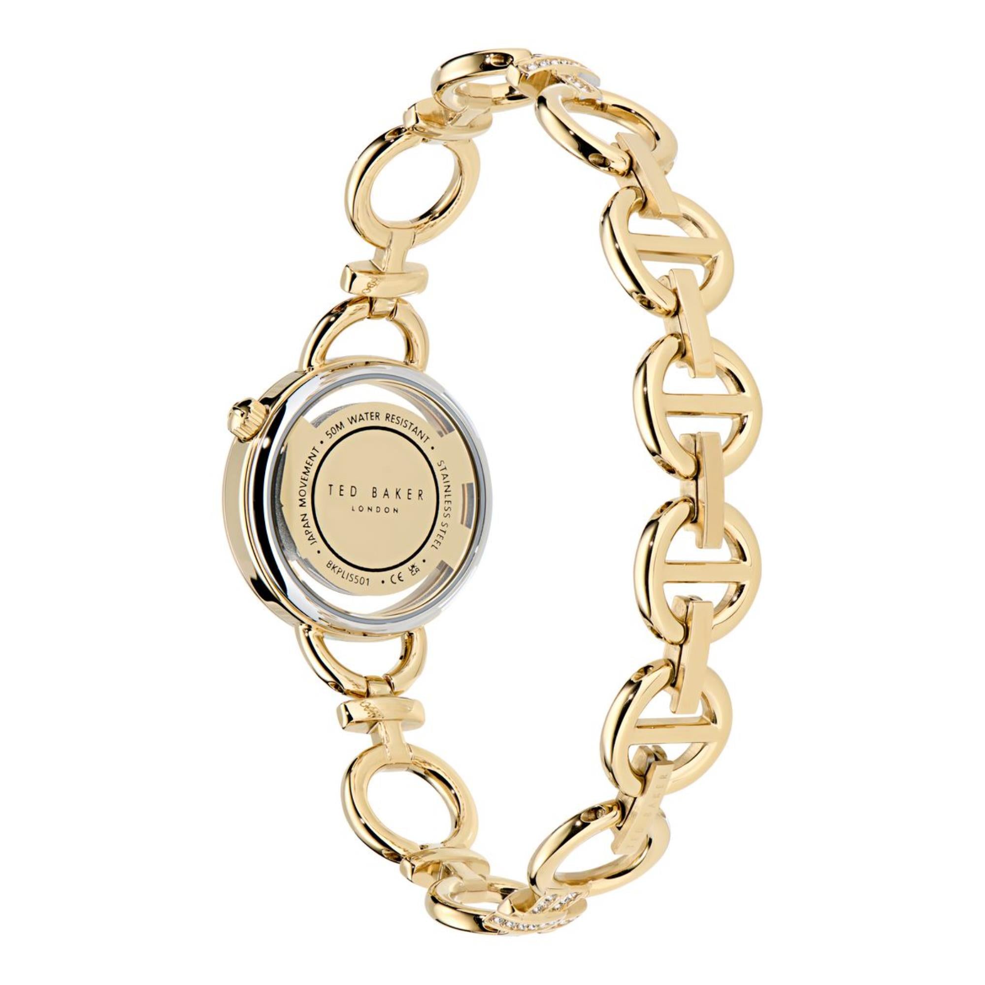 Ted Baker Lilabel Gold Dial Stainless Steel Strap Ladies Watch BKPLIS501