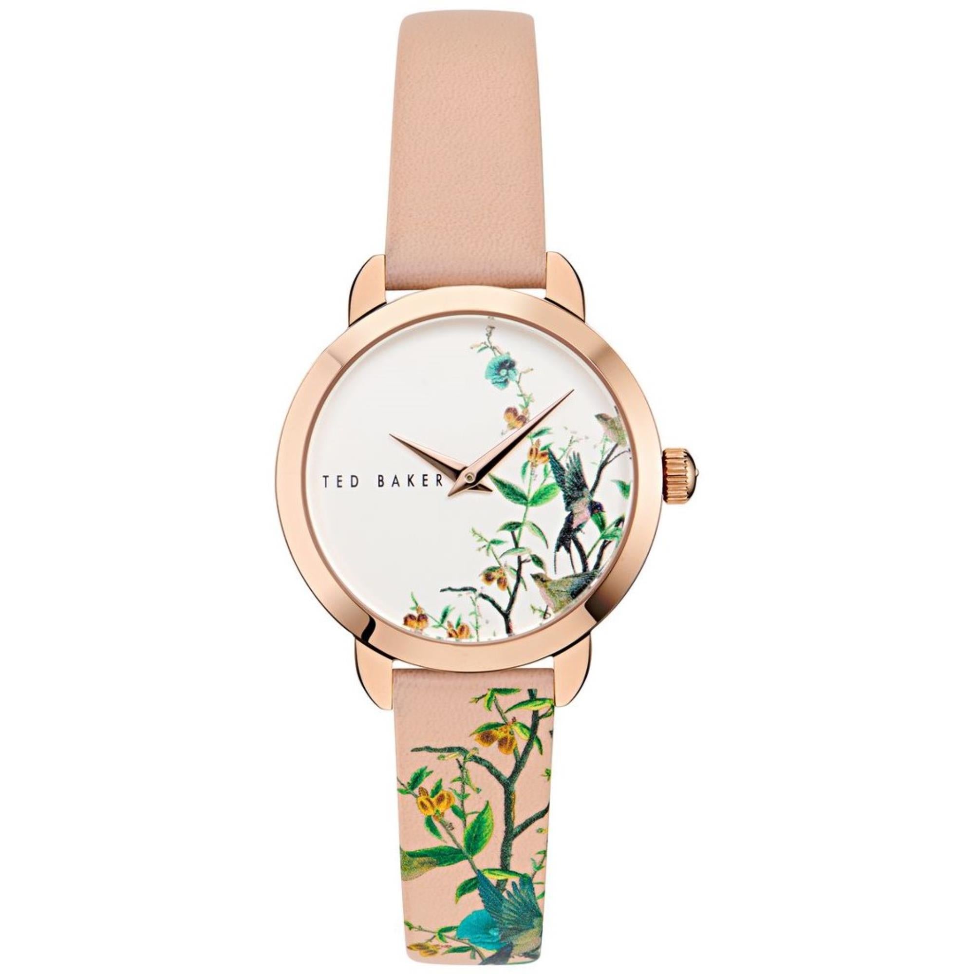 Ted Baker Fleure Fashion White Dial Pink Leather Strap Ladies Watch BKPFLS401