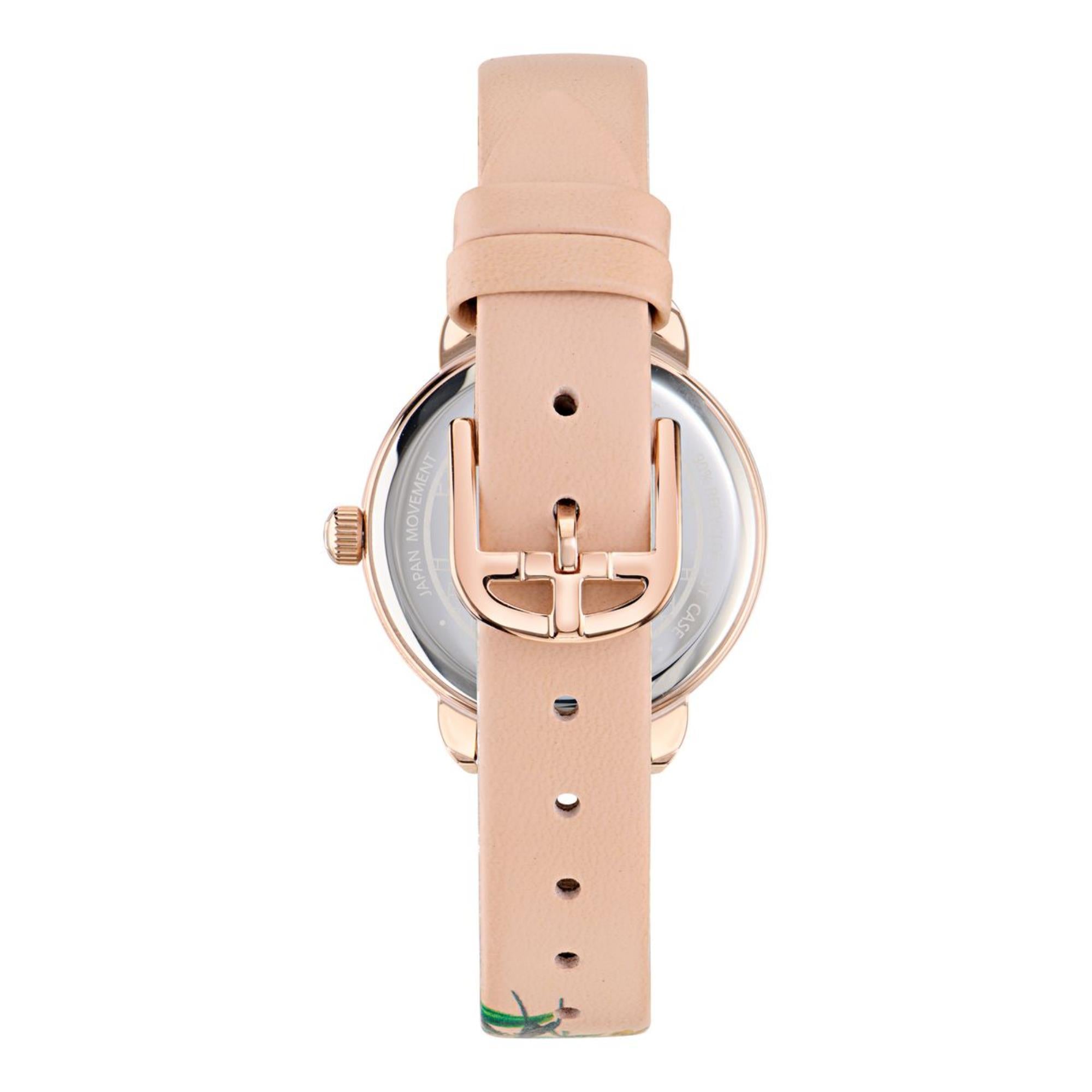 Ted Baker Fleure Fashion White Dial Pink Leather Strap Ladies Watch BKPFLS401