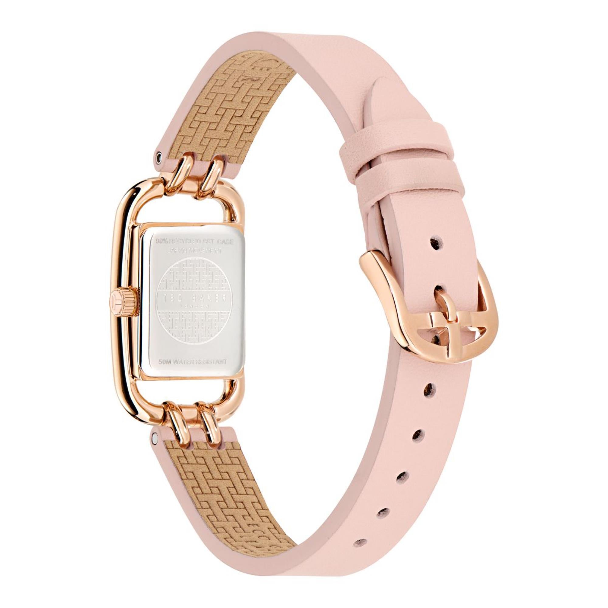 Ted Baker Tessye Rose Gold Dial Pink Leather Strap Ladies Watch BKPTTS402