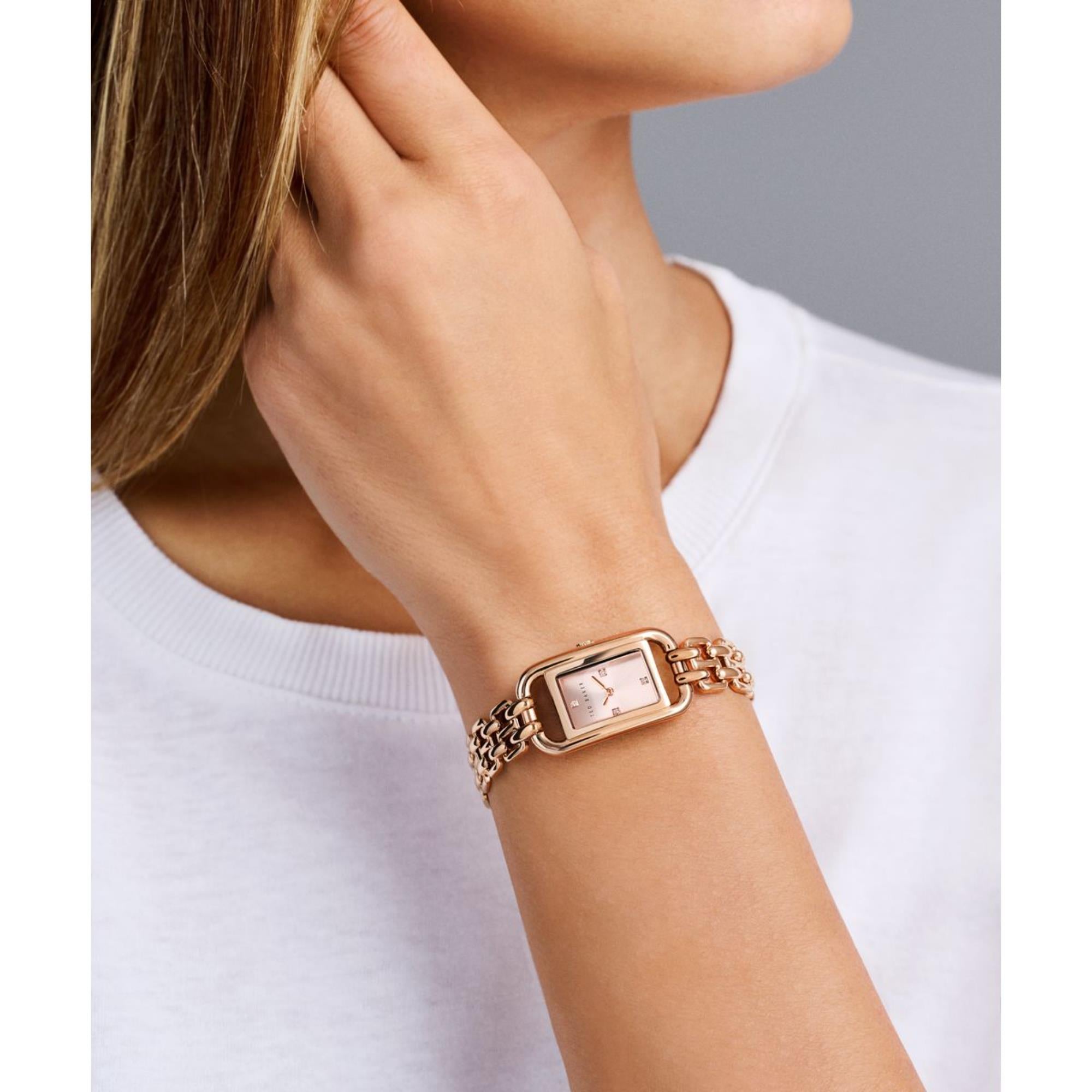 Ted Baker Tessye Rose Gold Dial Stainless Steel Strap Ladies Watch BKPTTS406