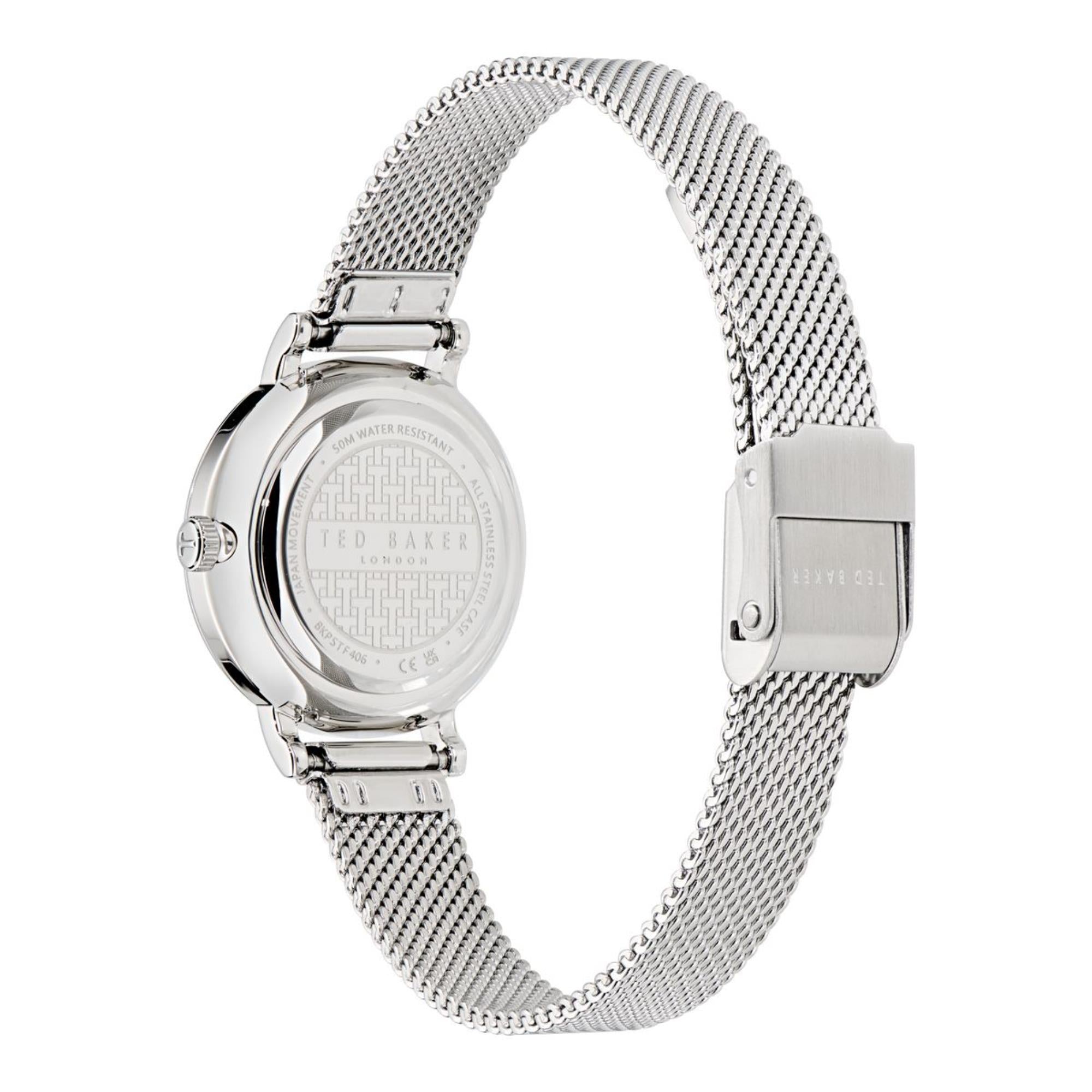 Ted Baker Staciie White Mother Of Pearl Dial Stainless Steel Strap Ladies Watch BKPSTF406