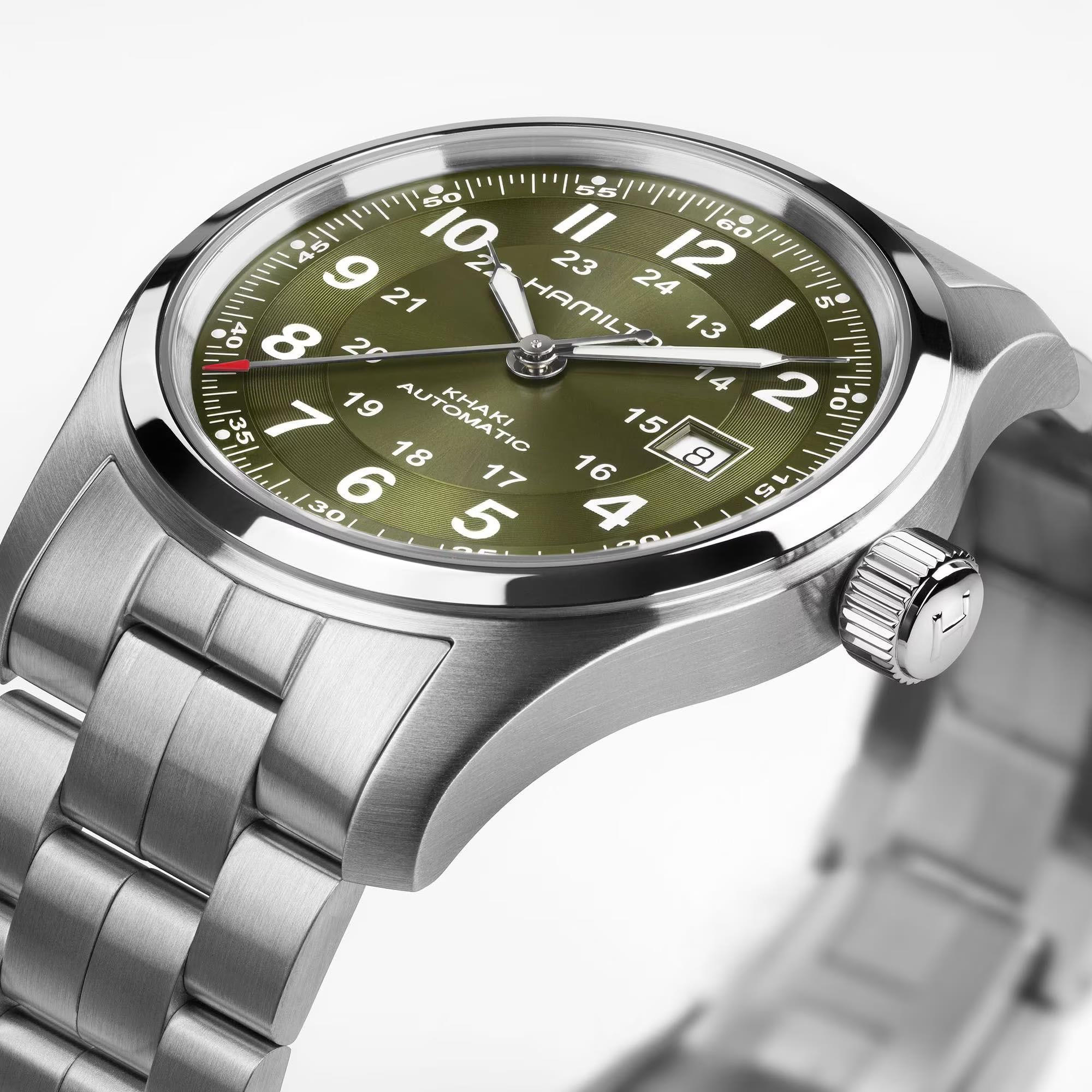 Hamilton Khaki Field Green Dial Stainless Steel Strap Men's Watch H70605160