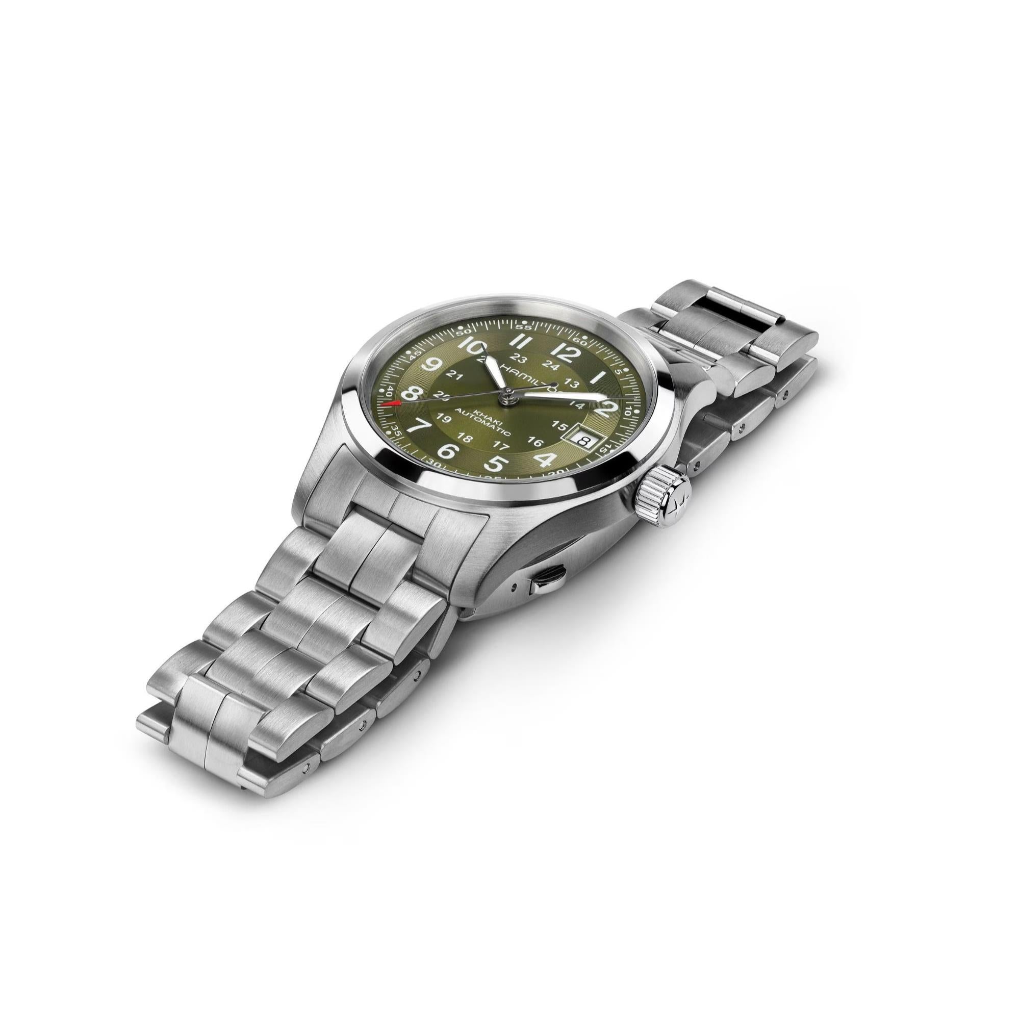 Hamilton Khaki Field Green Dial Stainless Steel Strap Men's Watch H70455160