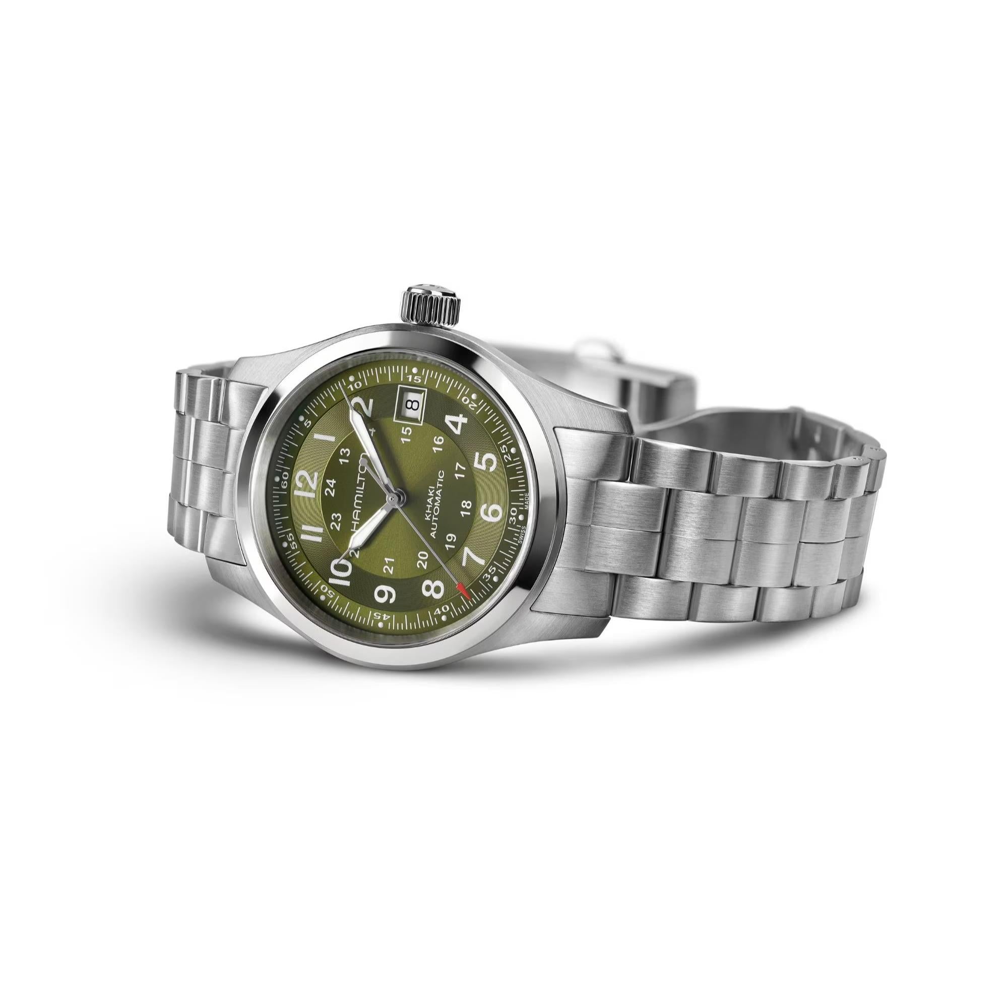Hamilton Khaki Field Green Dial Stainless Steel Strap Men's Watch H70455160